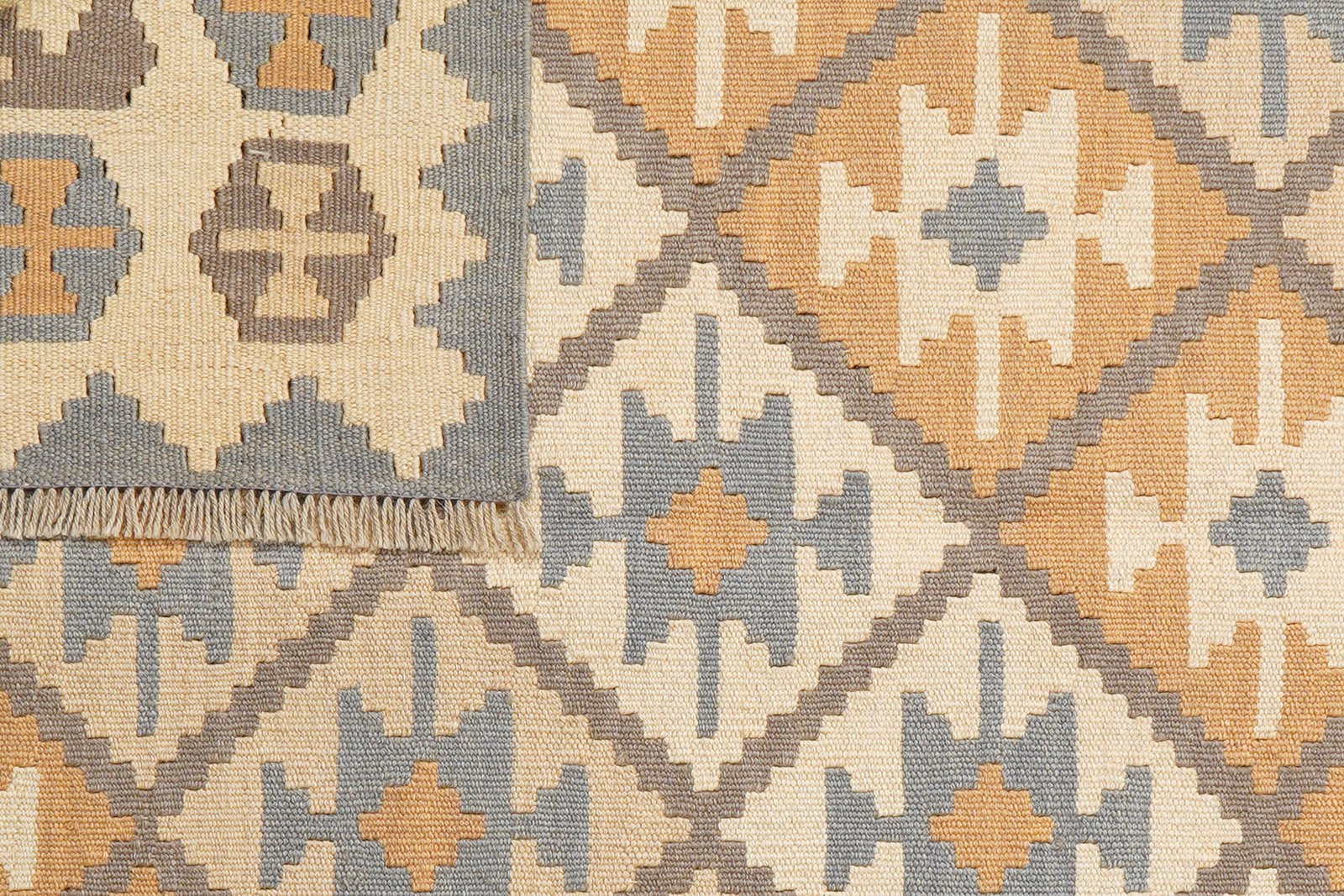 Kelim Gashgai — Handmade, 123x174 cm, Grey, 100% Virgin Wool | View 6
