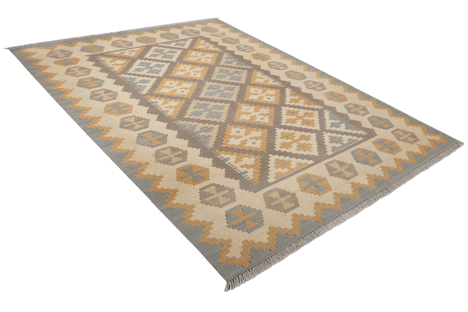Kelim Gashgai — Handmade, 122x188 cm, Grey, 100% Virgin Wool | View 4