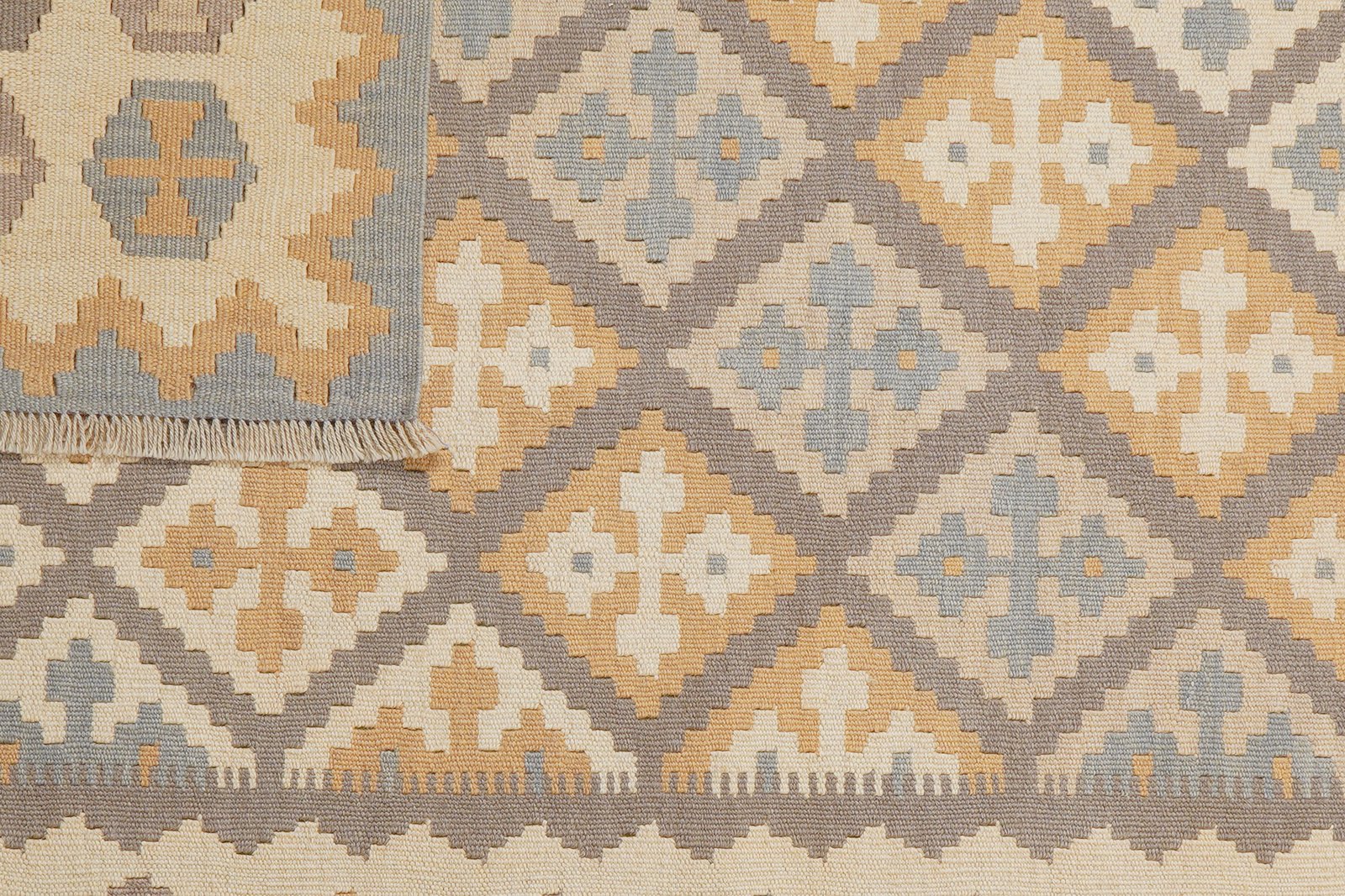 Kelim Gashgai — Handmade, 122x188 cm, Grey, 100% Virgin Wool | View 6