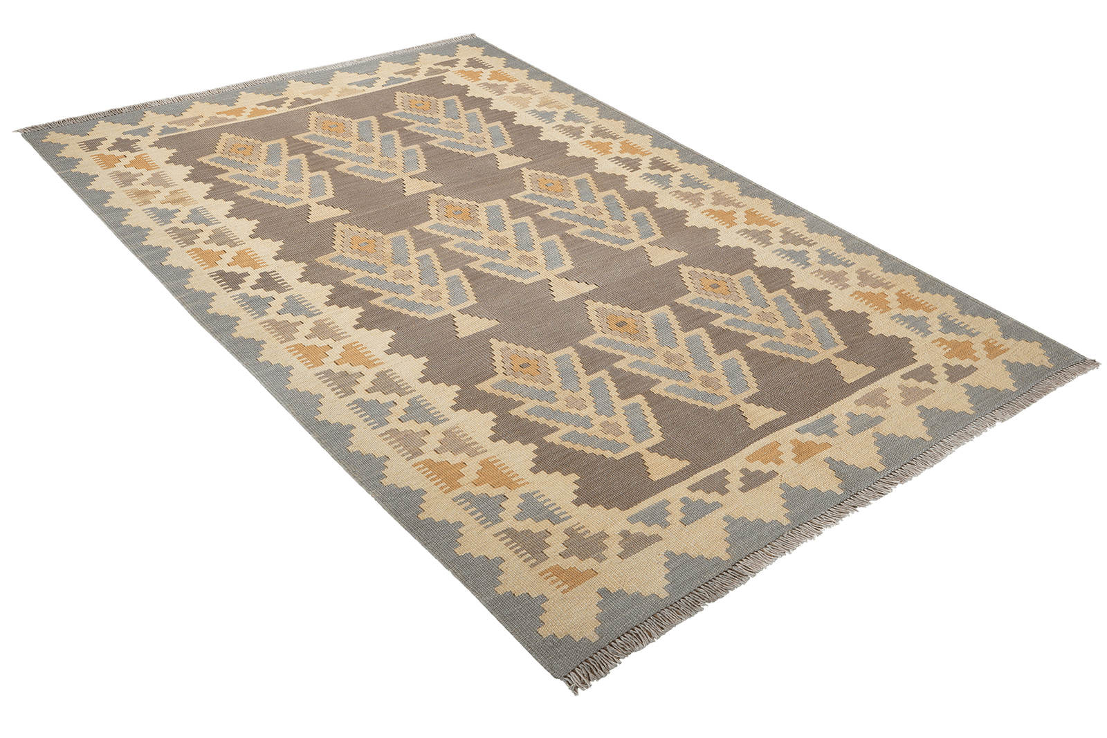 Kelim Gashgai — Handmade, 120x170 cm, Grey, 100% Virgin Wool | View 4