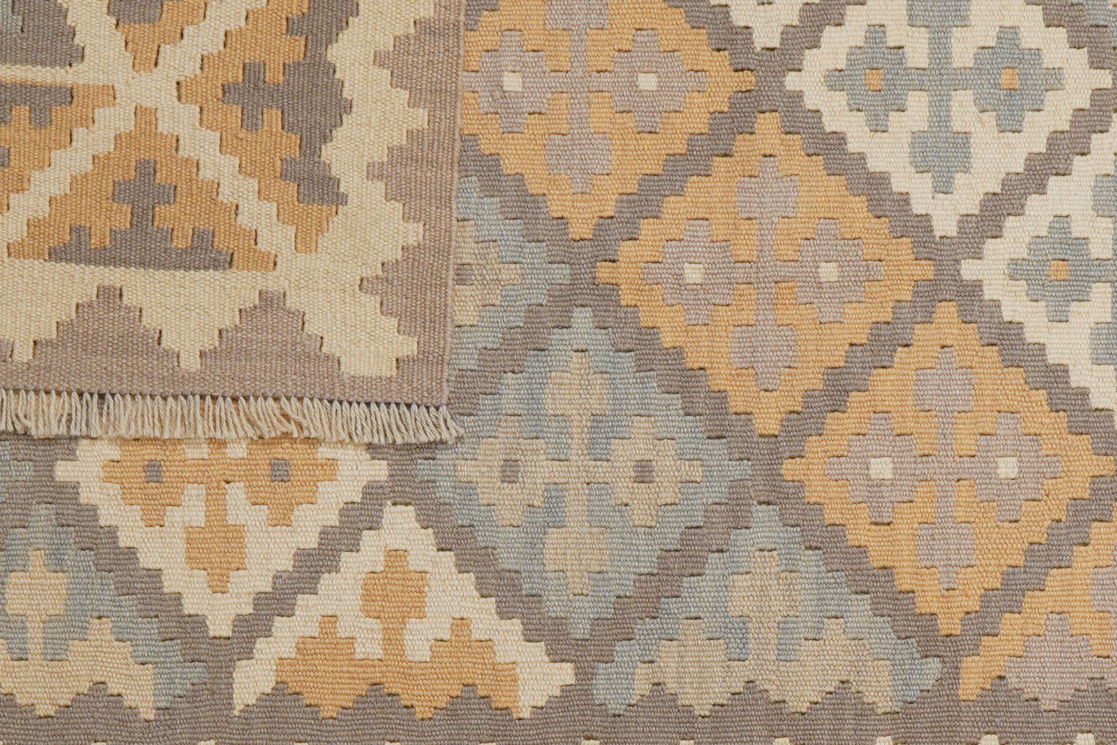 Kelim Gashgai — Handmade, 122x176 cm, Grey, 100% Virgin Wool | View 6
