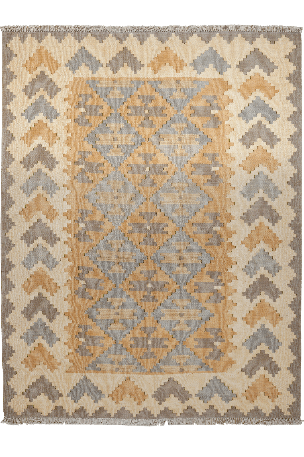 Kelim Gashgai — Handmade, 147x192 cm, Yellow, 100% Virgin Wool | Main view