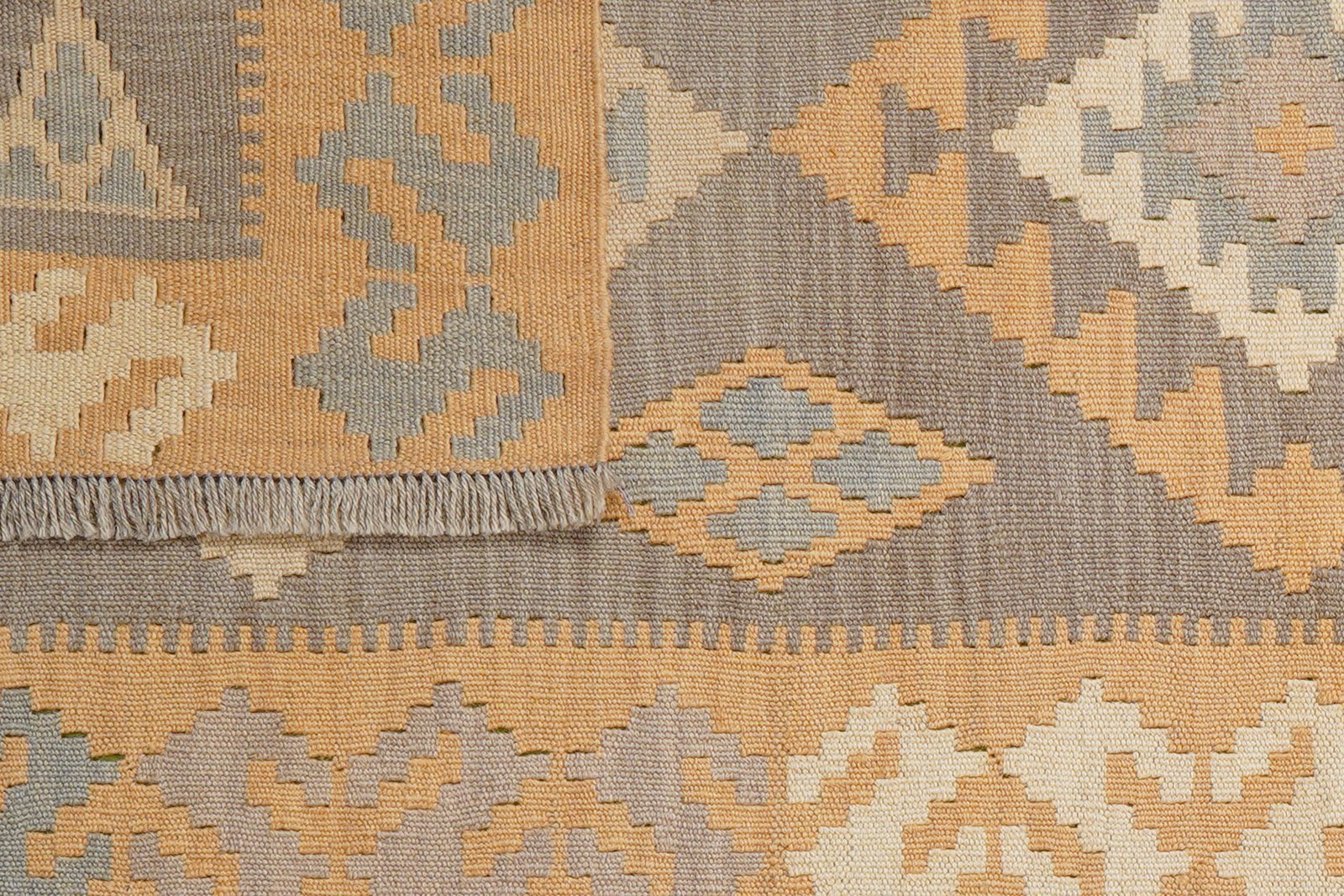 Kelim Gashgai — Handmade, 86x195 cm, Grey, 100% Virgin Wool | View 6