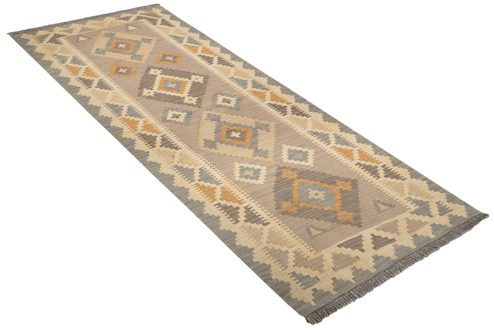 Kelim Gashgai — Handmade, 84x200 cm, Grey, 100% Virgin Wool | View 4