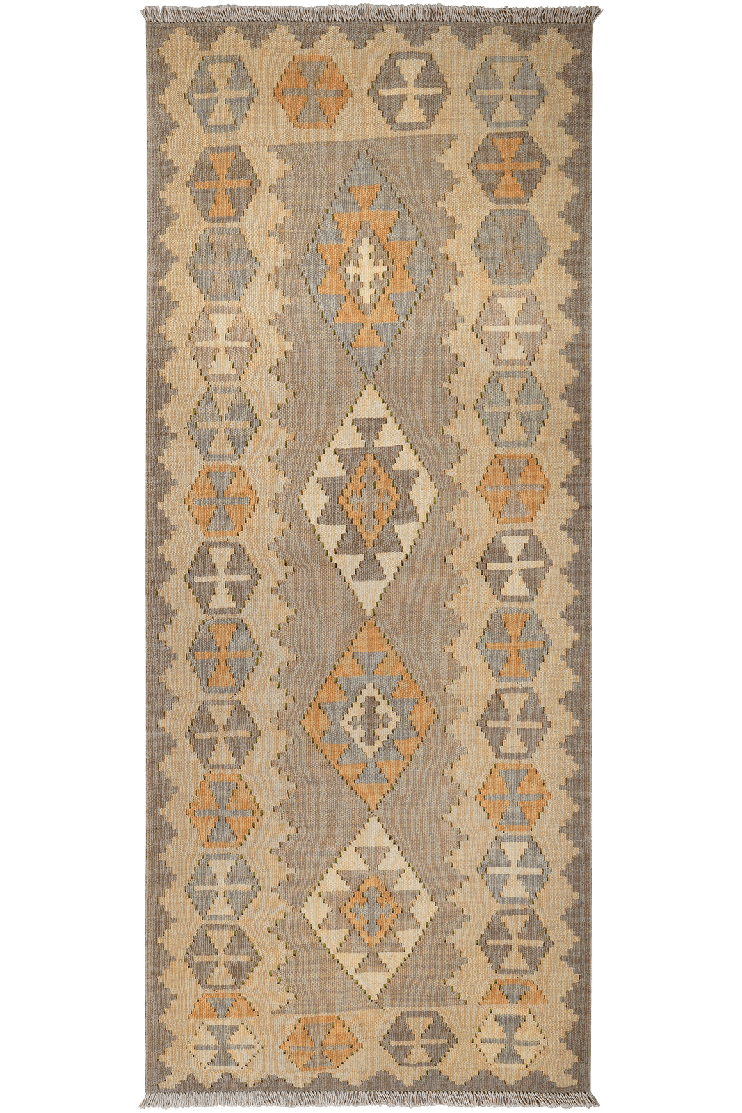 Kelim Gashgai — Handmade, 84x205 cm, Grey, 100% Virgin Wool | Main view