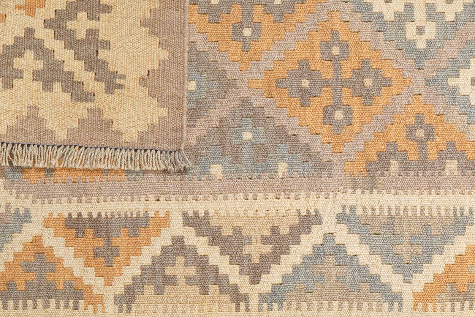 Kelim Gashgai — Handmade, 82x197 cm, Grey, 100% Virgin Wool | View 6