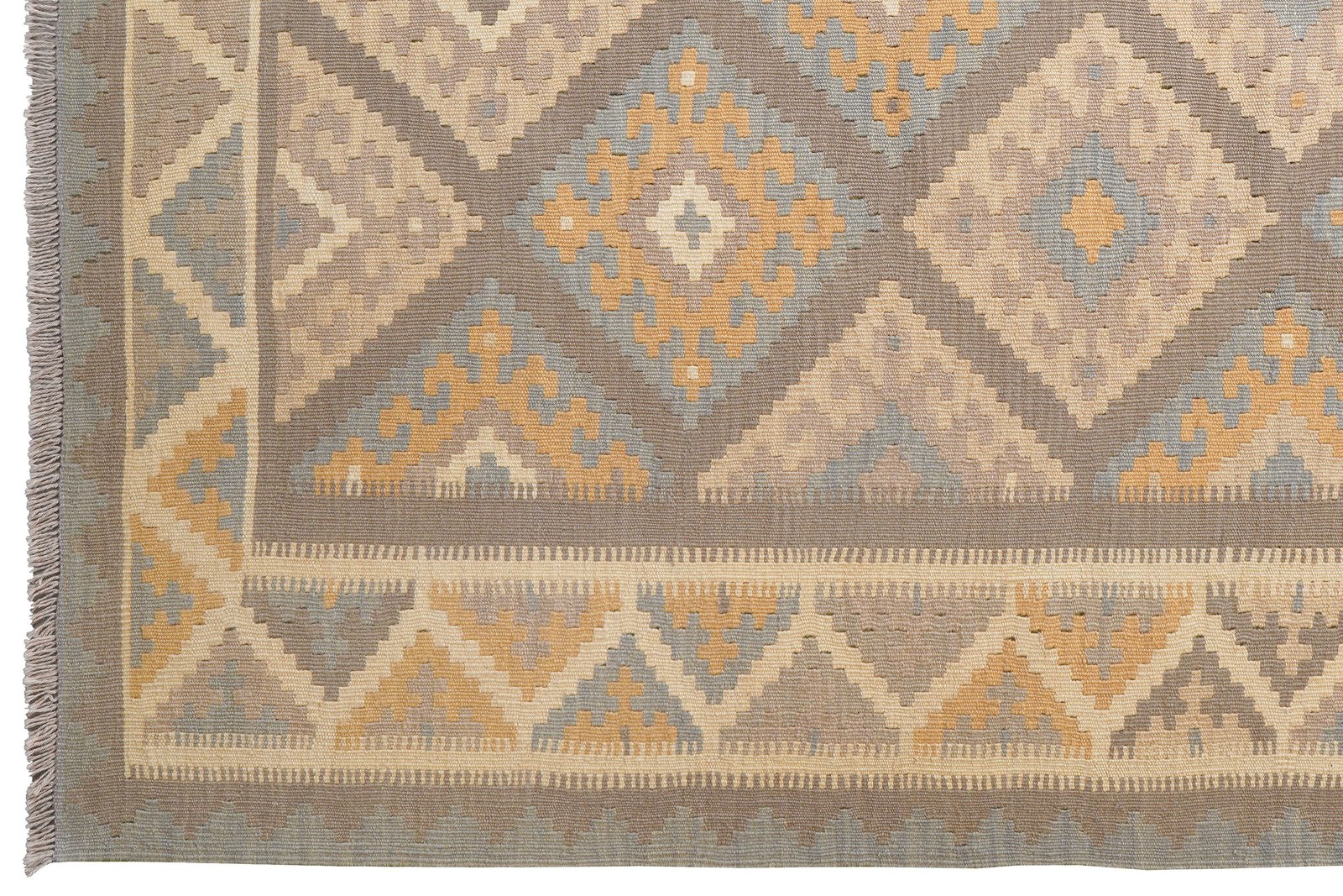 Kelim Gashgai — Handmade, 187x246 cm, Grey, 100% Virgin Wool | View 3