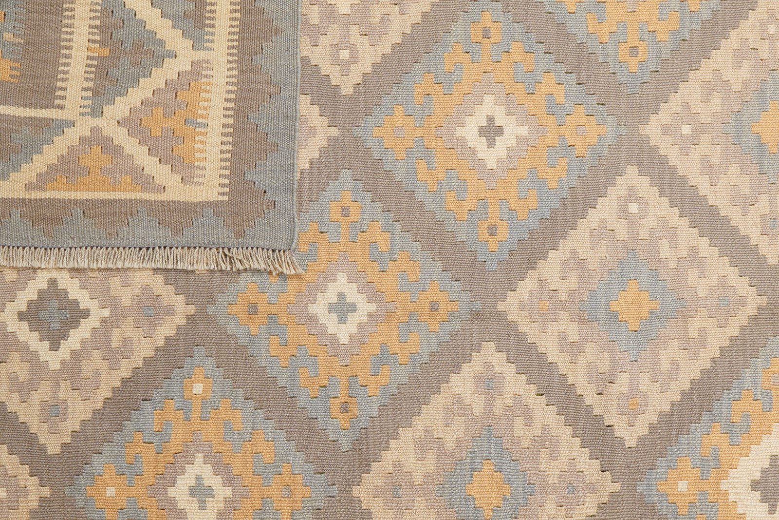 Kelim Gashgai — Handmade, 187x246 cm, Grey, 100% Virgin Wool | View 6