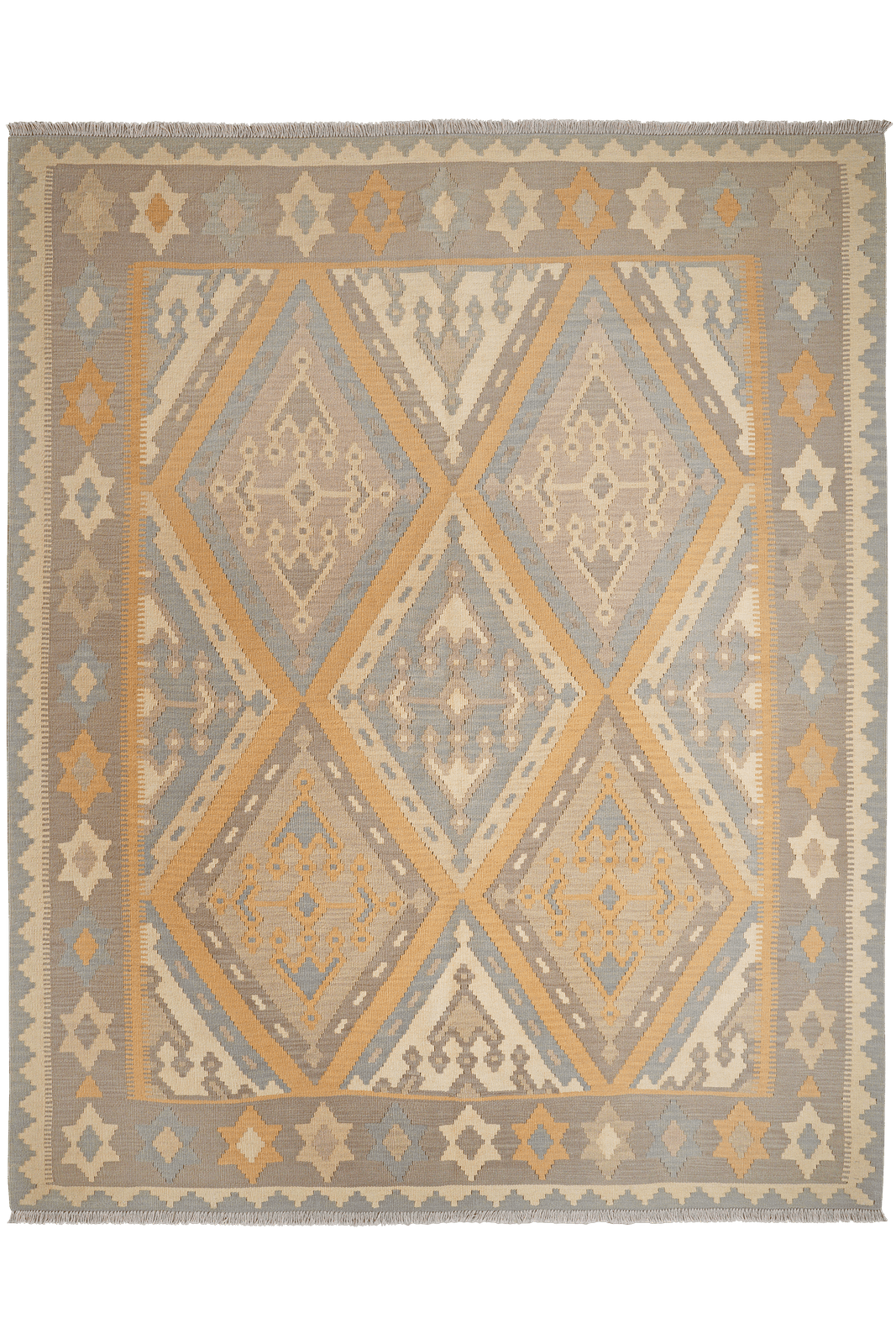 Kelim Gashgai — Handmade, 203x253 cm, Beige, 100% Virgin Wool | Main view