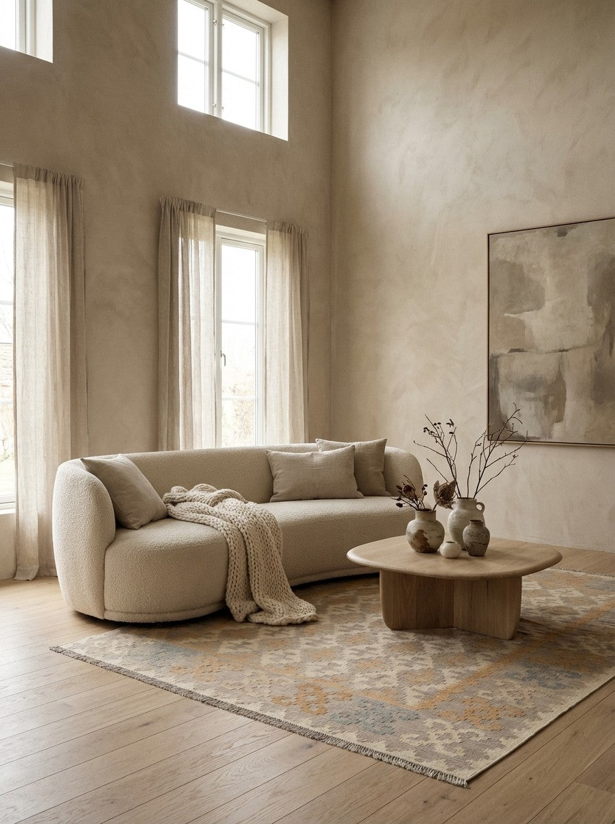 Kelim Gashgai — Handmade, 177x237 cm, Beige, 100% Virgin Wool | Detail view