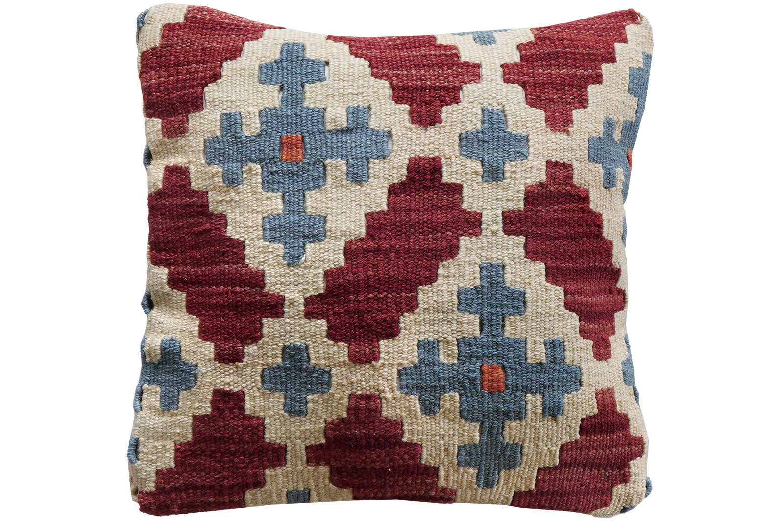 Kelim Kissen — Handgefertigt, 40x40 cm, Bunt, 100% Virgin Wool | Main view