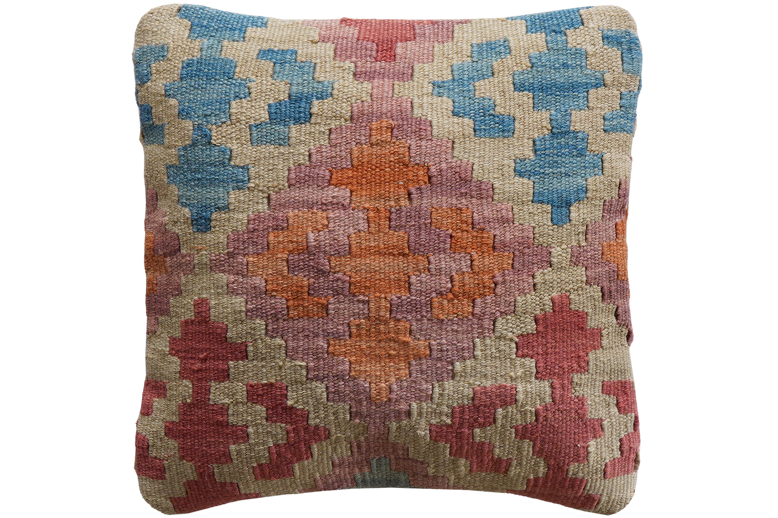 Kelim Kissen — Handgefertigt, 40x40 cm, Bunt, 100% Virgin Wool | Main view