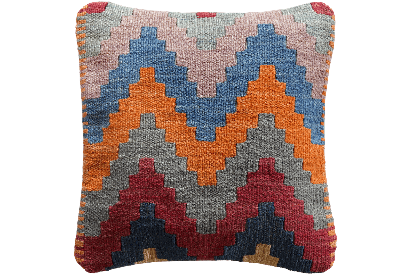 Kelim Kissen — Handmade, 40x40 cm, Multicolor, 100% Virgin Wool | Main view