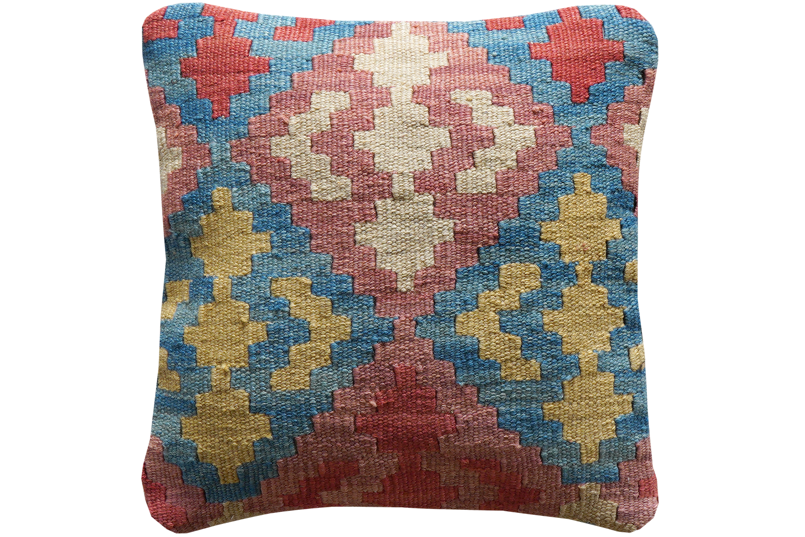 Kelim Kissen — Handgefertigt, 40x40 cm, Bunt, 100% Virgin Wool | Main view