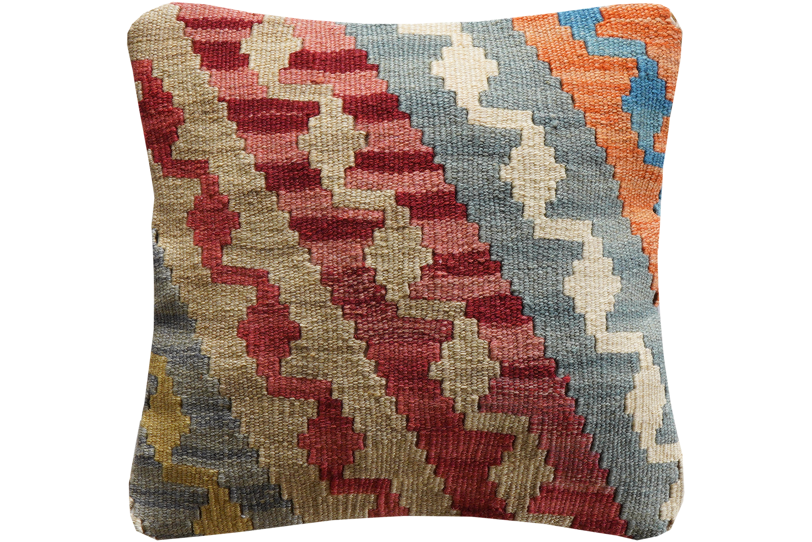Kelim Kissen — Handgefertigt, 40x40 cm, Bunt, 100% Virgin Wool | Main view