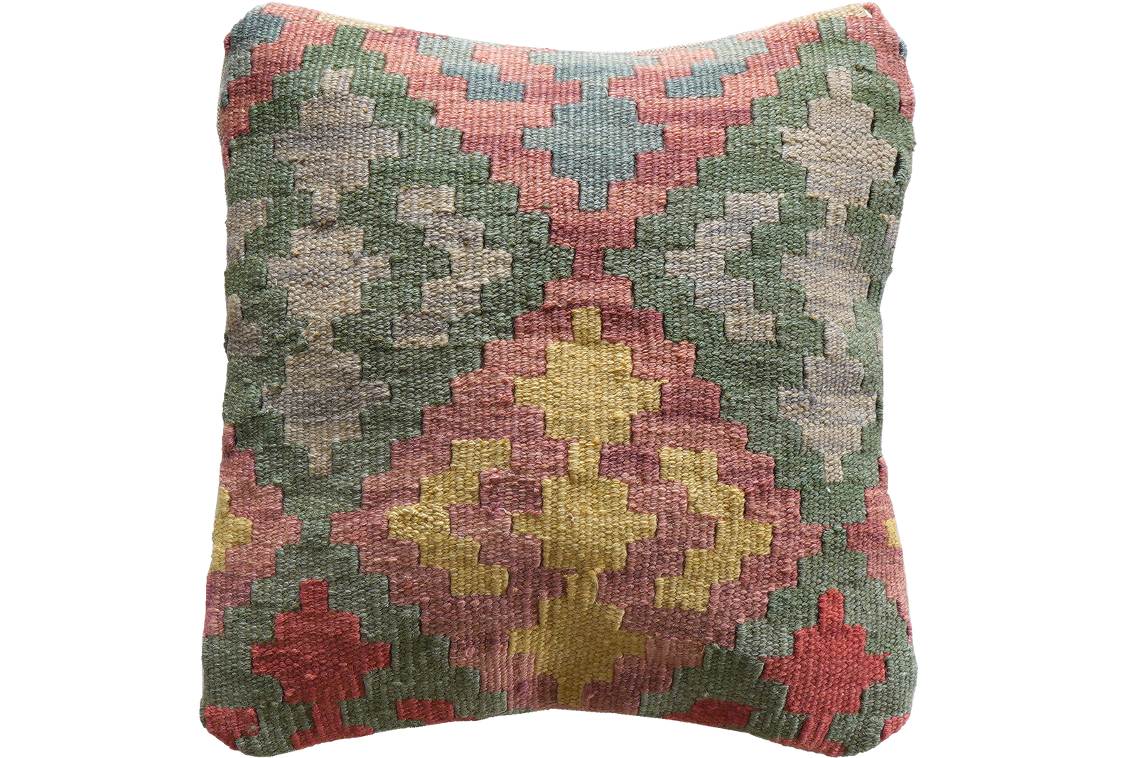 Kelim Kissen — Handgefertigt, 40x40 cm, Bunt, 100% Virgin Wool | Main view