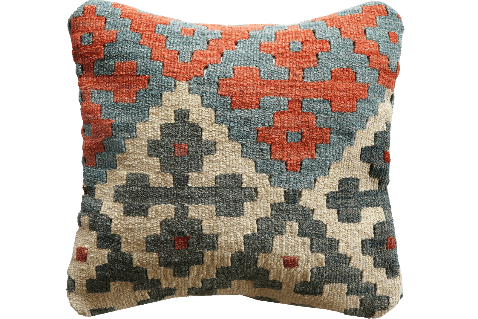 Kelim Kissen — Handmade, 40x40 cm, Multicolor, 100% Virgin Wool | Main view