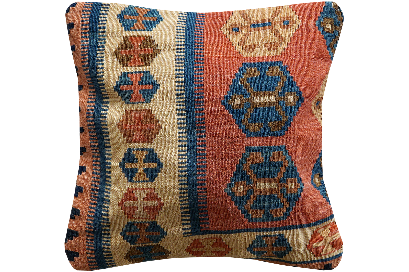 Kelim Kissen — Handgefertigt, 50x50 cm, Bunt, 100% Virgin Wool | Main view