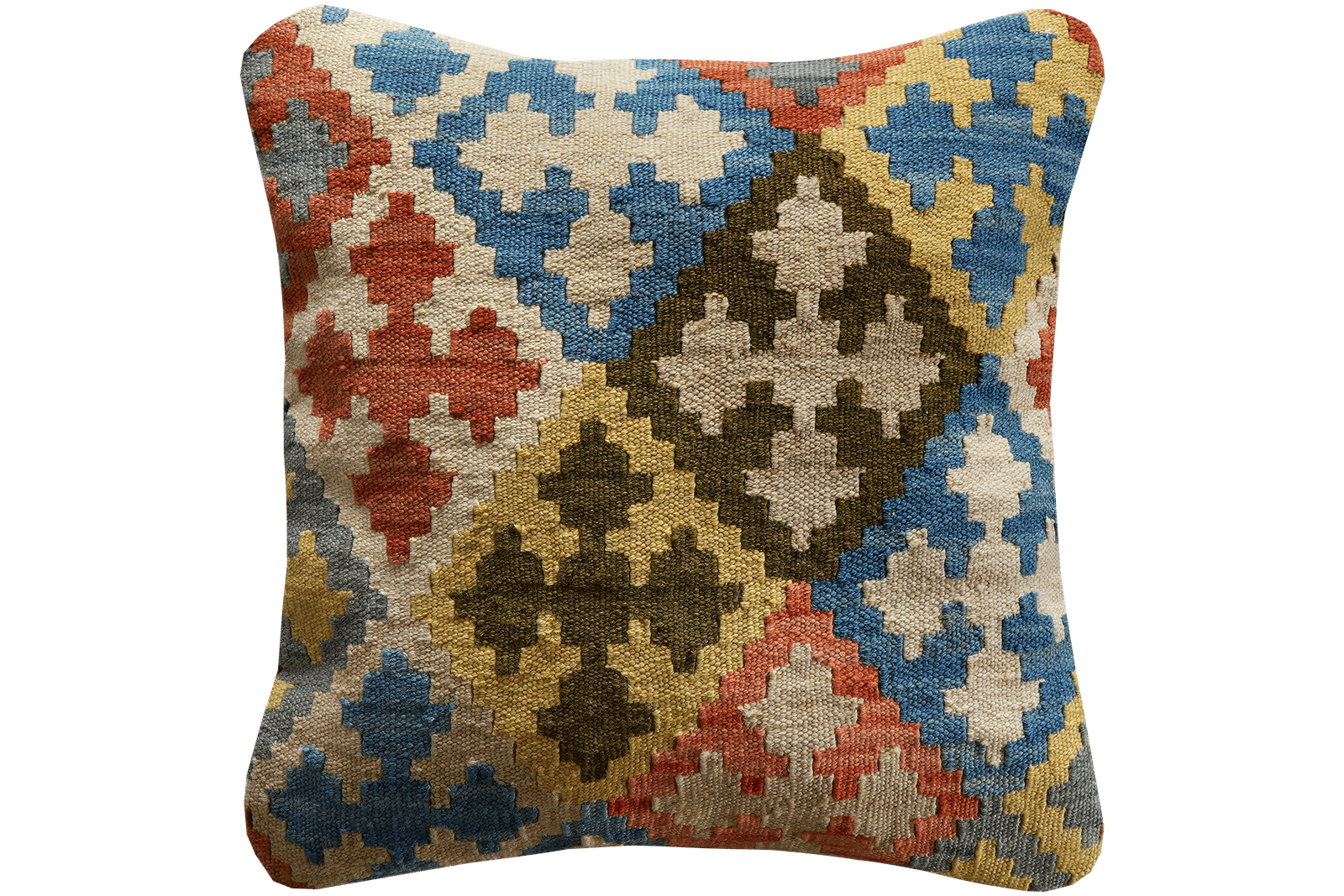Kelim Kissen — Handmade, 50x50 cm, Multicolor, 100% Virgin Wool | Main view