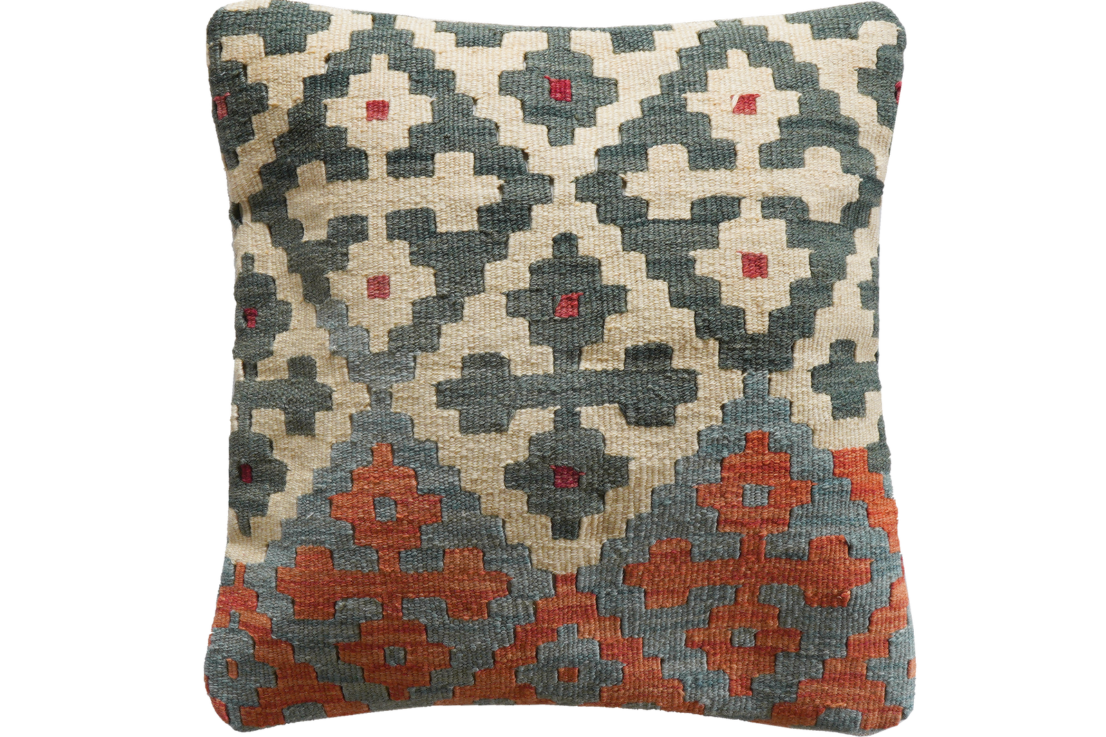 Kelim Kissen — Handgefertigt, 50x50 cm, Bunt, 100% Virgin Wool | Main view