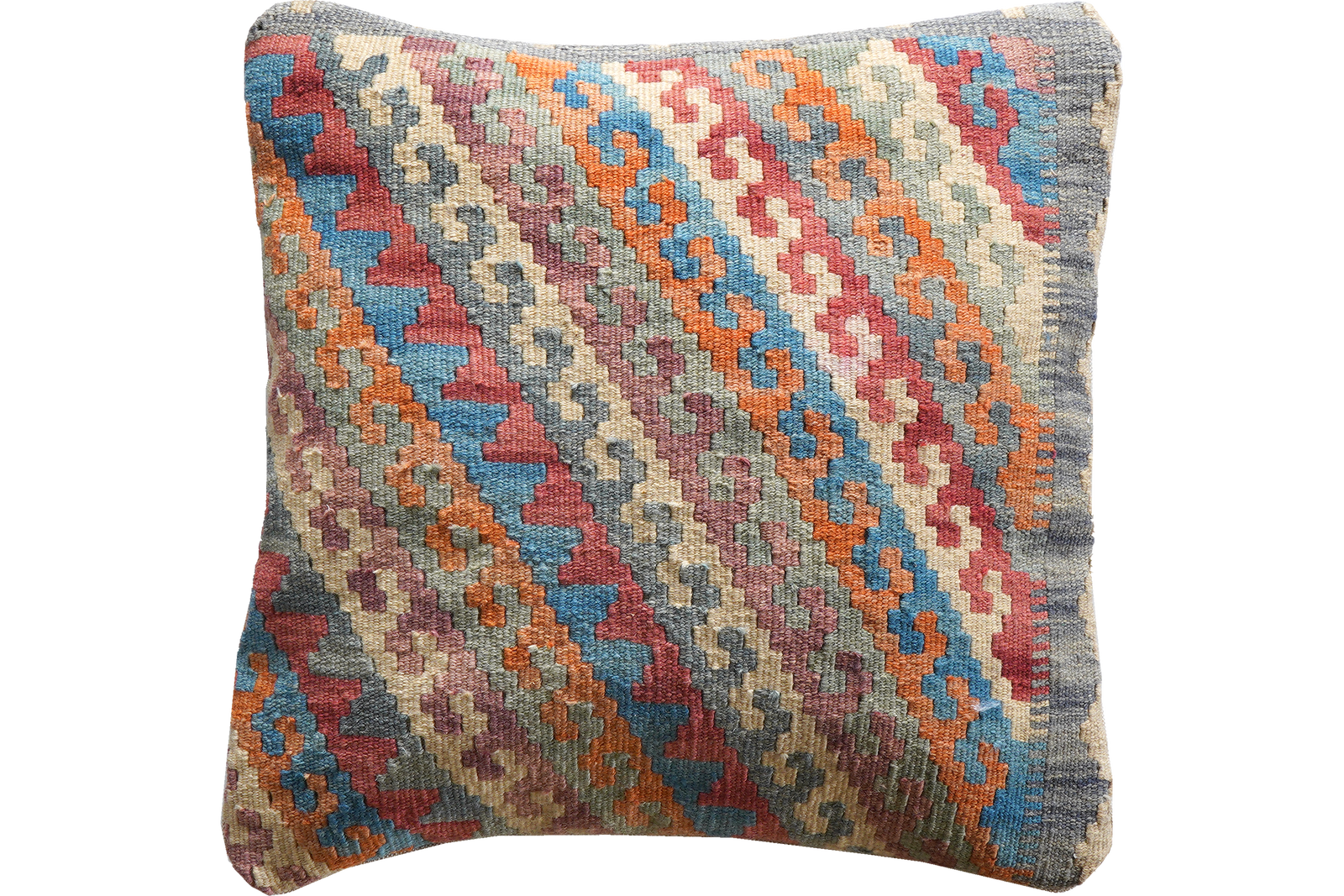 Kelim Kissen — Handgefertigt, 50x50 cm, Bunt, 100% Virgin Wool | Main view