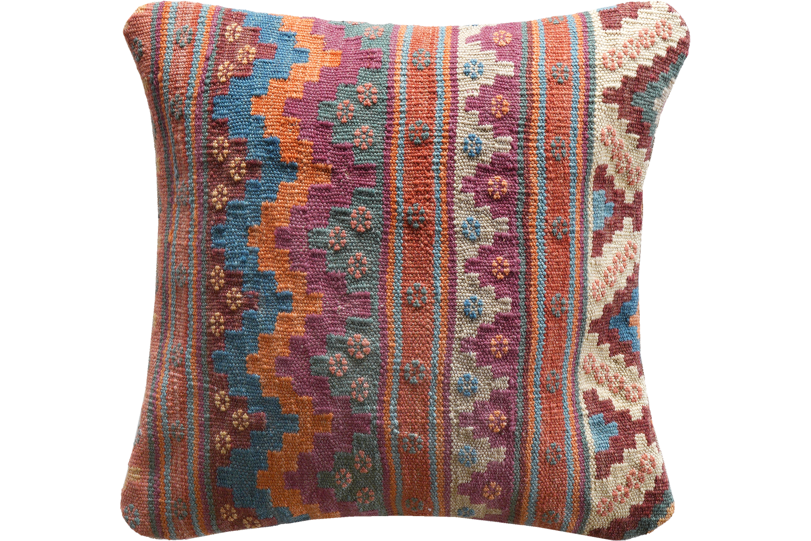 Kelim Kissen — Handgefertigt, 50x50 cm, Bunt, 100% Virgin Wool | Main view