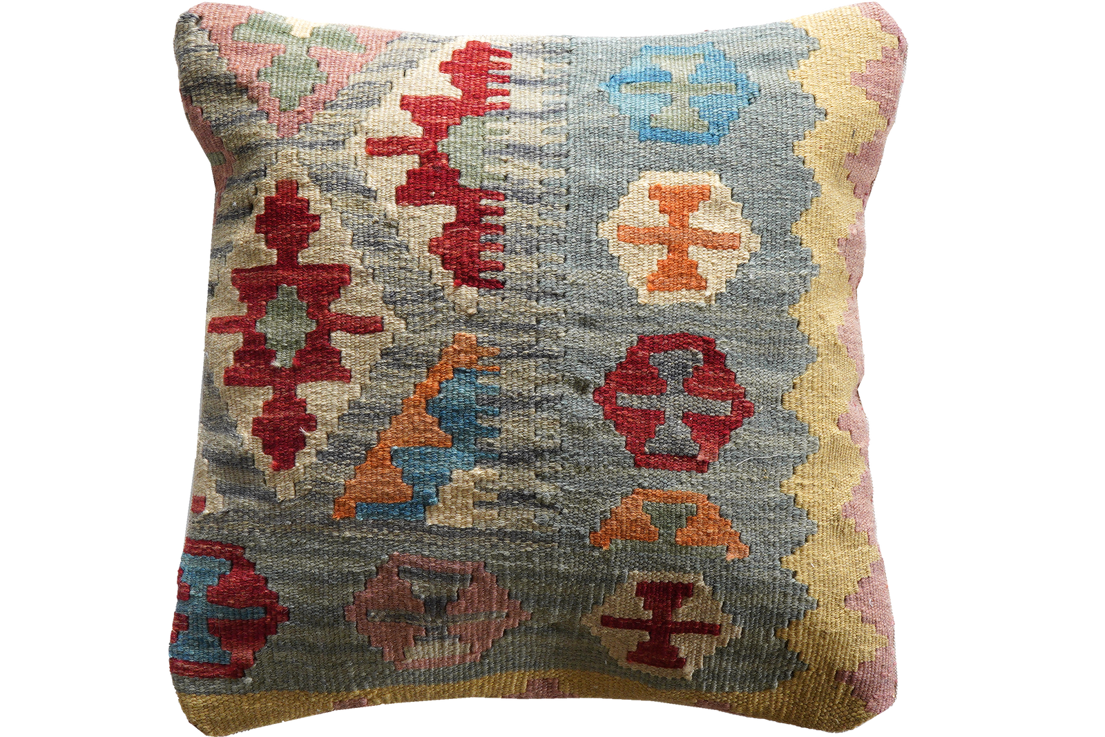 Kelim Kissen — Handgefertigt, 50x50 cm, Bunt, 100% Virgin Wool | Main view