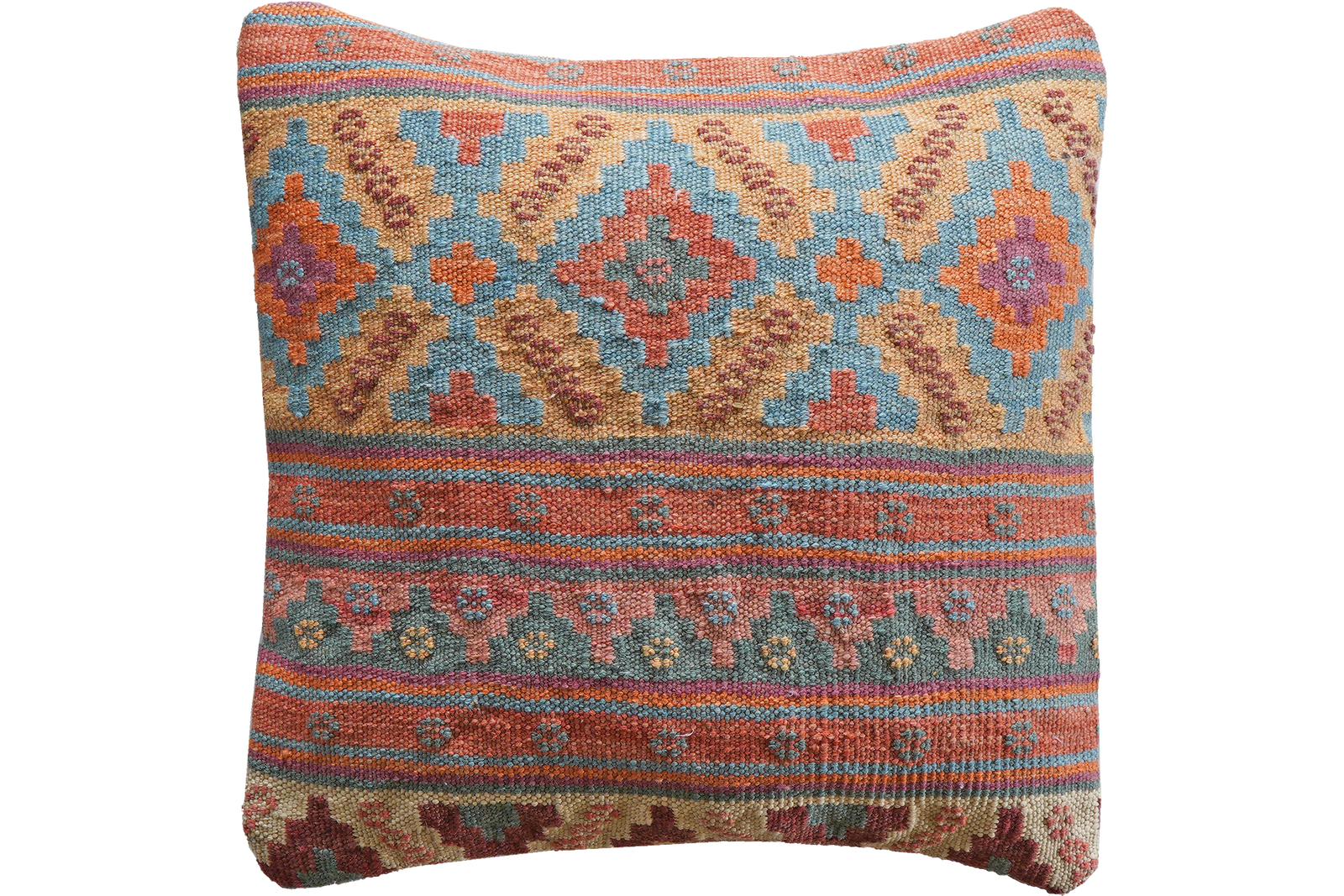 Kelim Kissen — Handgefertigt, 50x50 cm, Bunt, 100% Virgin Wool | Main view