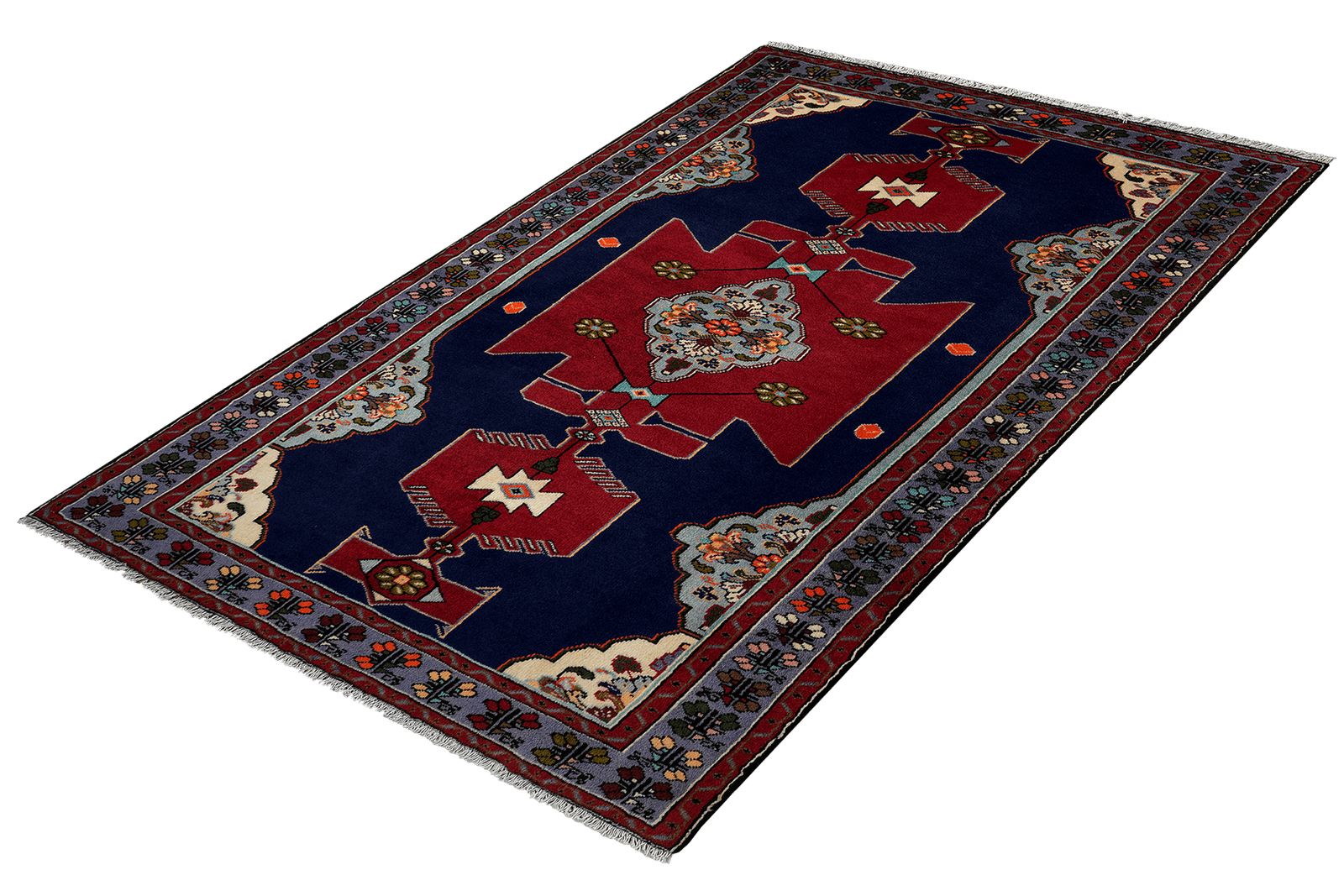 Tarom — Hand-knotted, 123x191 cm, Blue, 100% Virgin Wool | View 5
