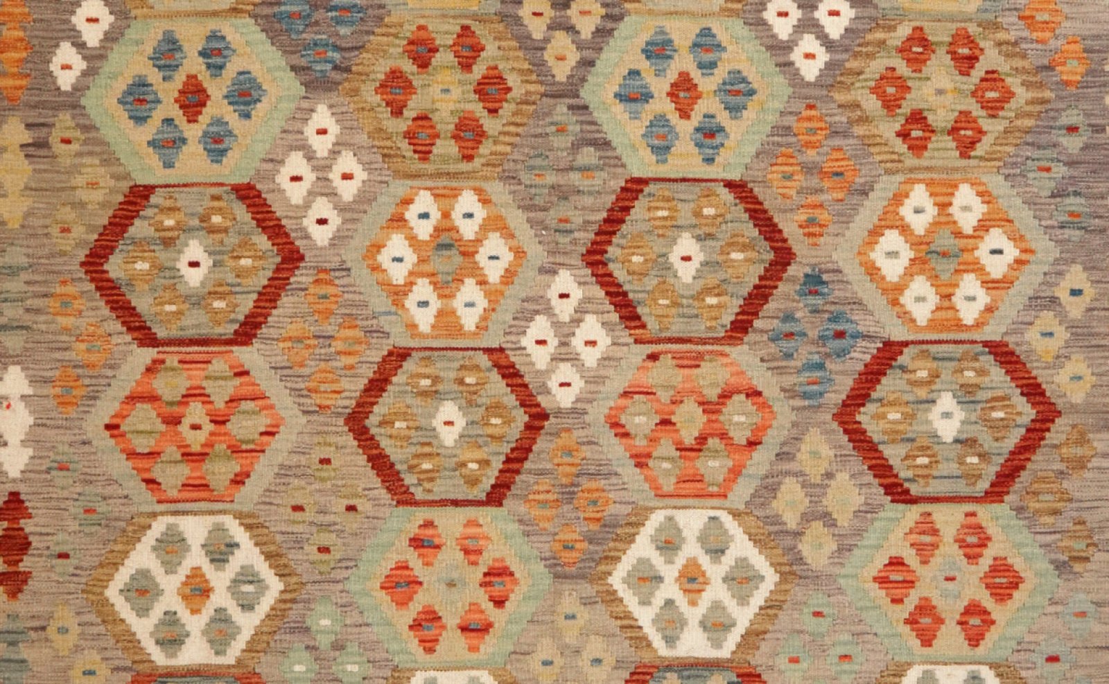 Kelim — Handmade, 207x304 cm, Grey, 100% Virgin Wool | View 4