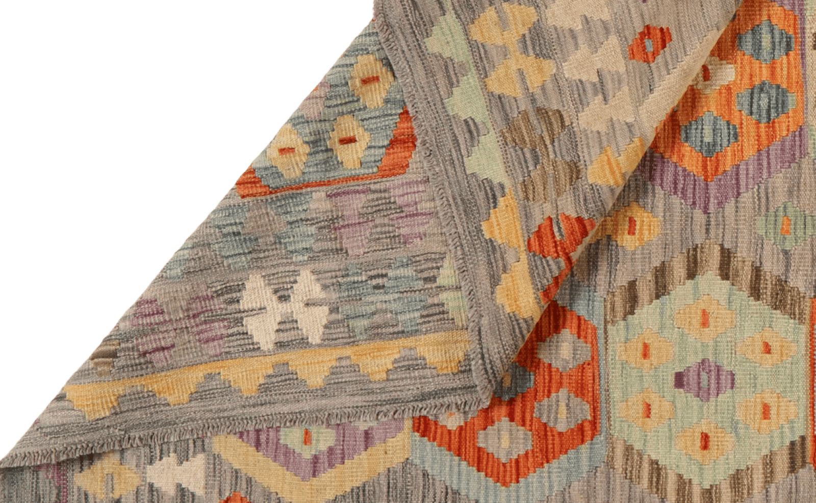 Kelim — Handmade, 206x293 cm, Grey, 100% Virgin Wool | View 5