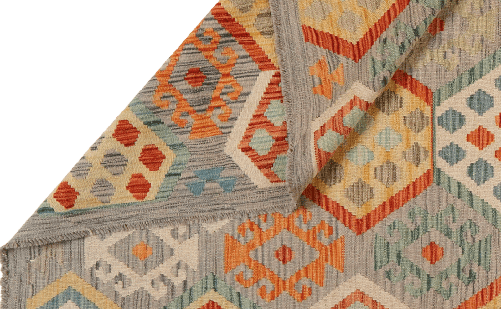 Kelim — Handmade, 208x297 cm, Grey, 100% Virgin Wool | View 5