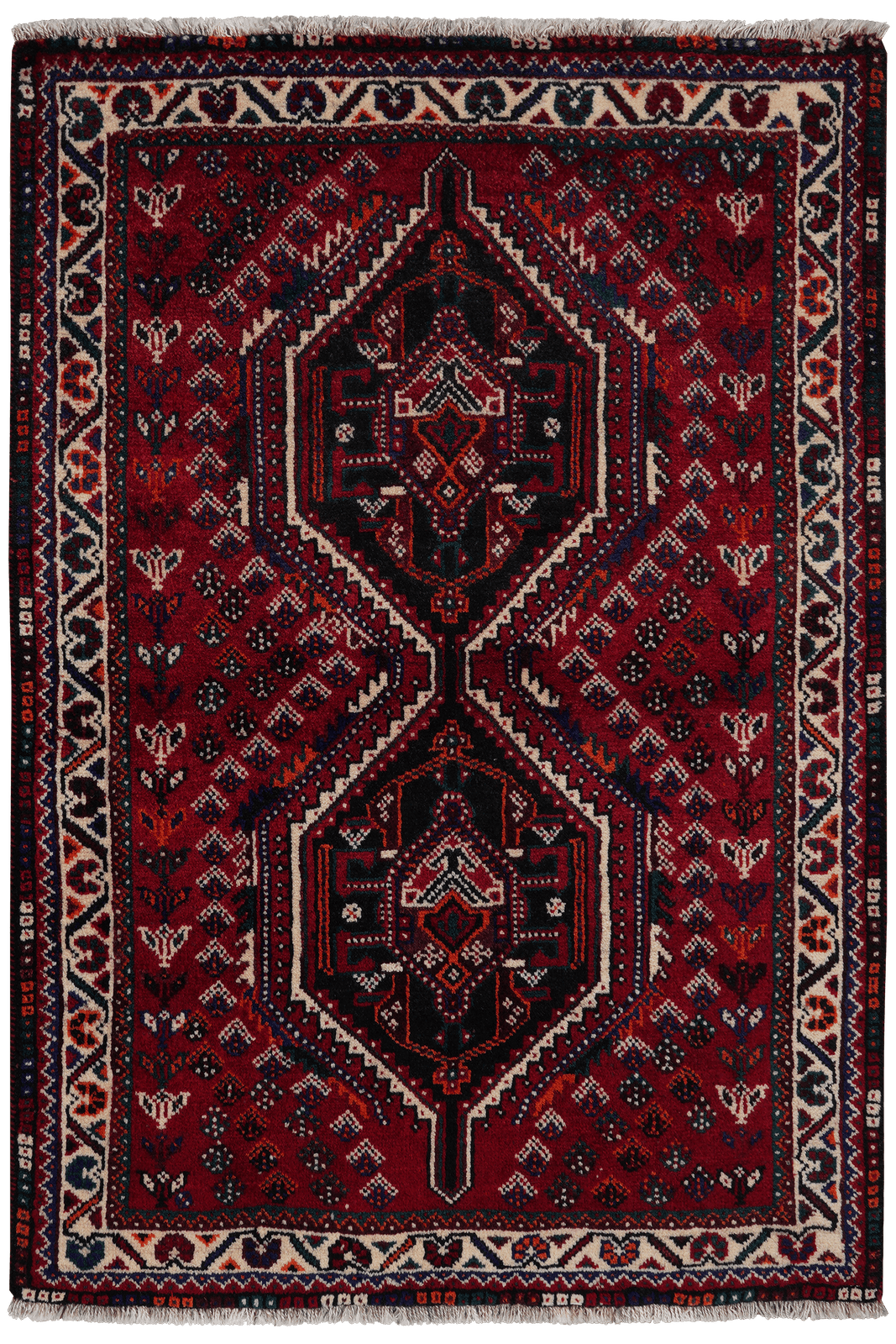 Shiraz — Hand-knotted, 102x149 cm, Red, 100% Virgin Wool | Main view
