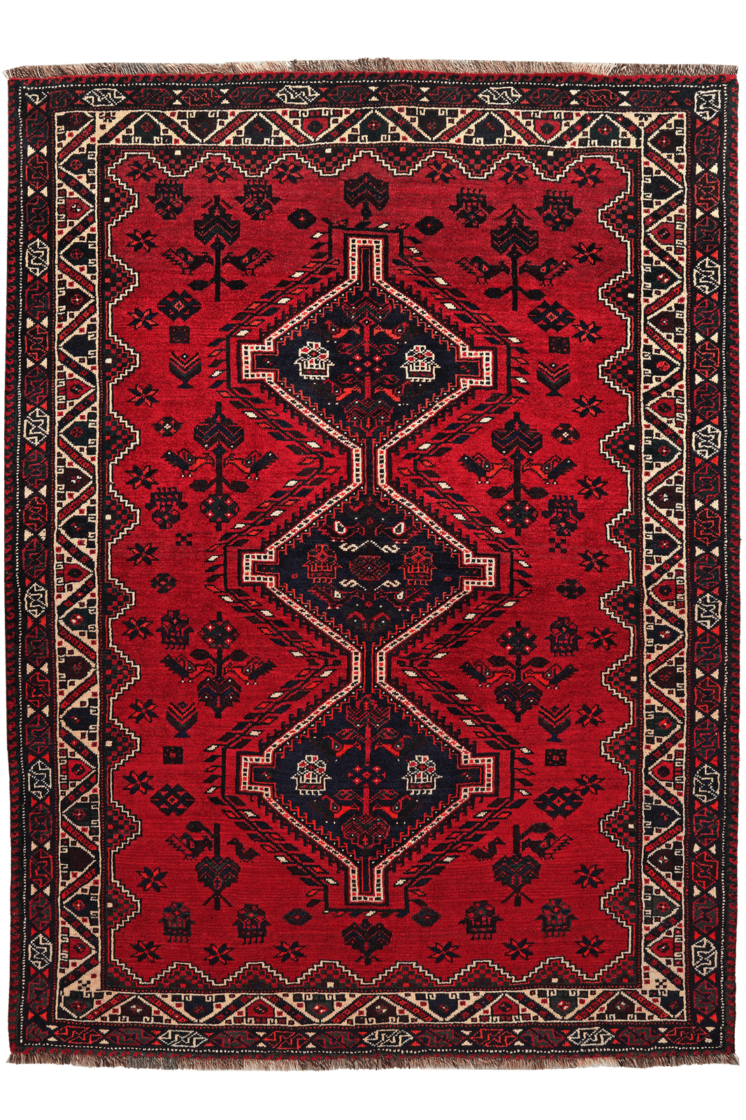 Gashgai — Hand-knotted, 159x214 cm, Red, 100% Virgin Wool | Main view