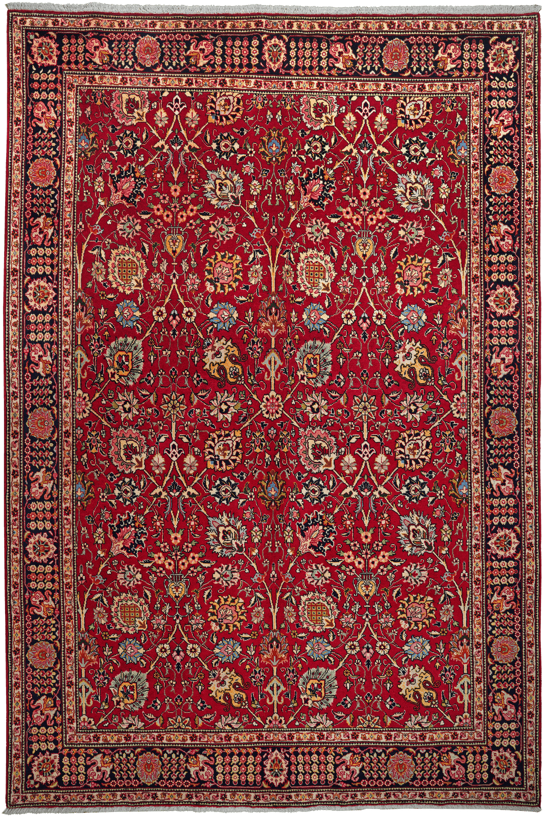 Tabriz — Hand-knotted, 205x303 cm, Red, 100% Virgin Wool | Main view