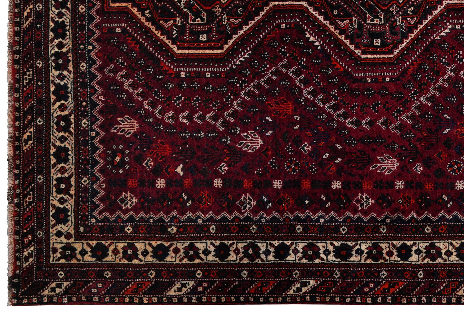 Shiraz — Hand-knotted, 209x308 cm, Red, 100% Virgin Wool | View 3