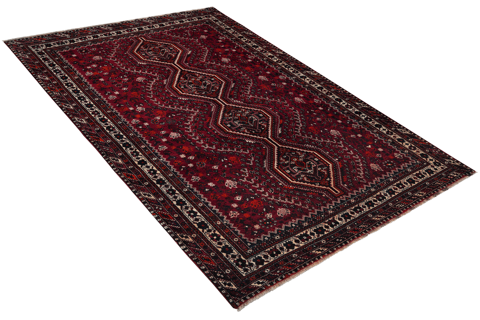 Shiraz — Hand-knotted, 209x308 cm, Red, 100% Virgin Wool | View 4