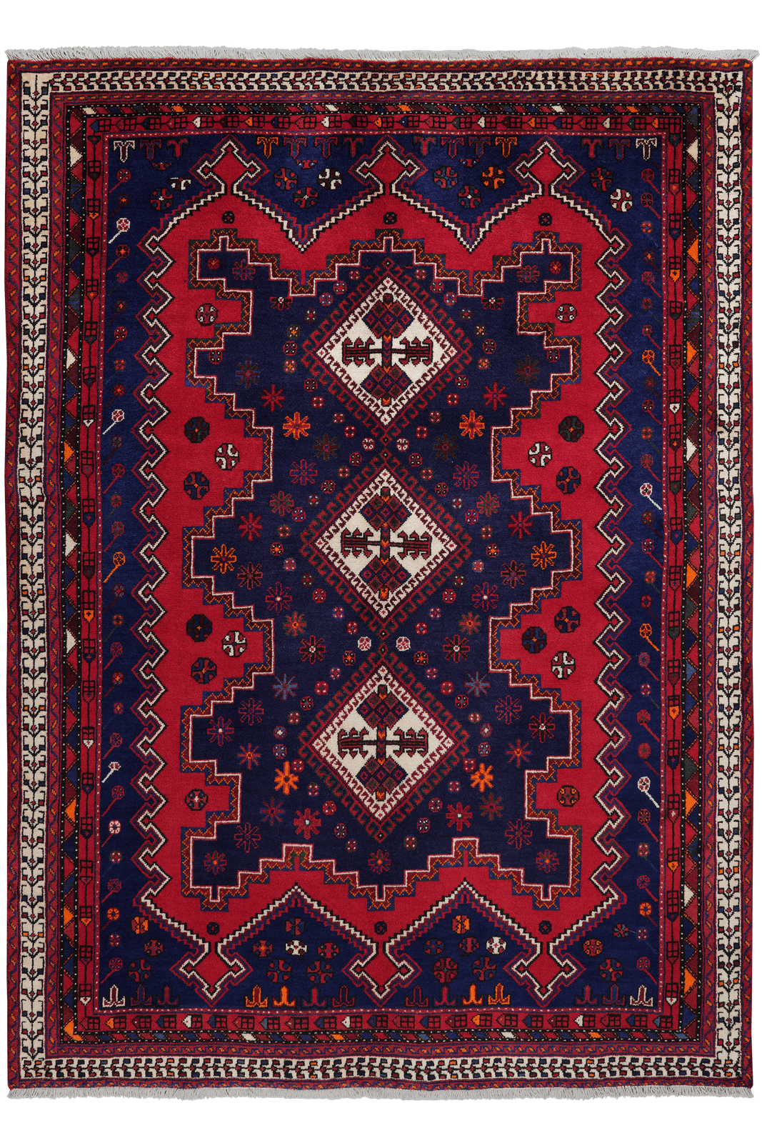 Afshar — Hand-knotted, 165x232 cm, Blue, 100% Virgin Wool | Main view