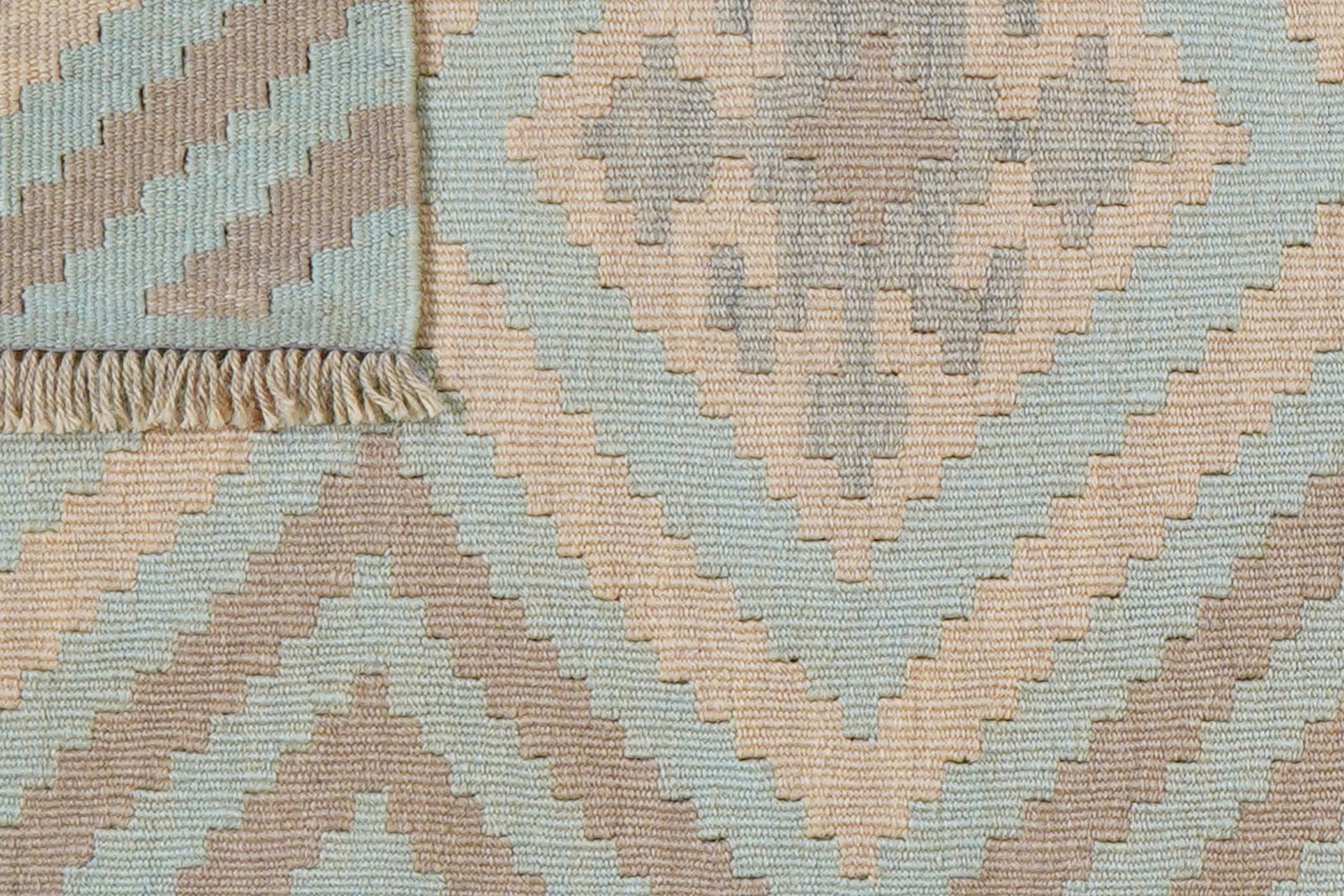 Kelim Gashgai — Handmade, 57x210 cm, Green, 100% Virgin Wool | View 6