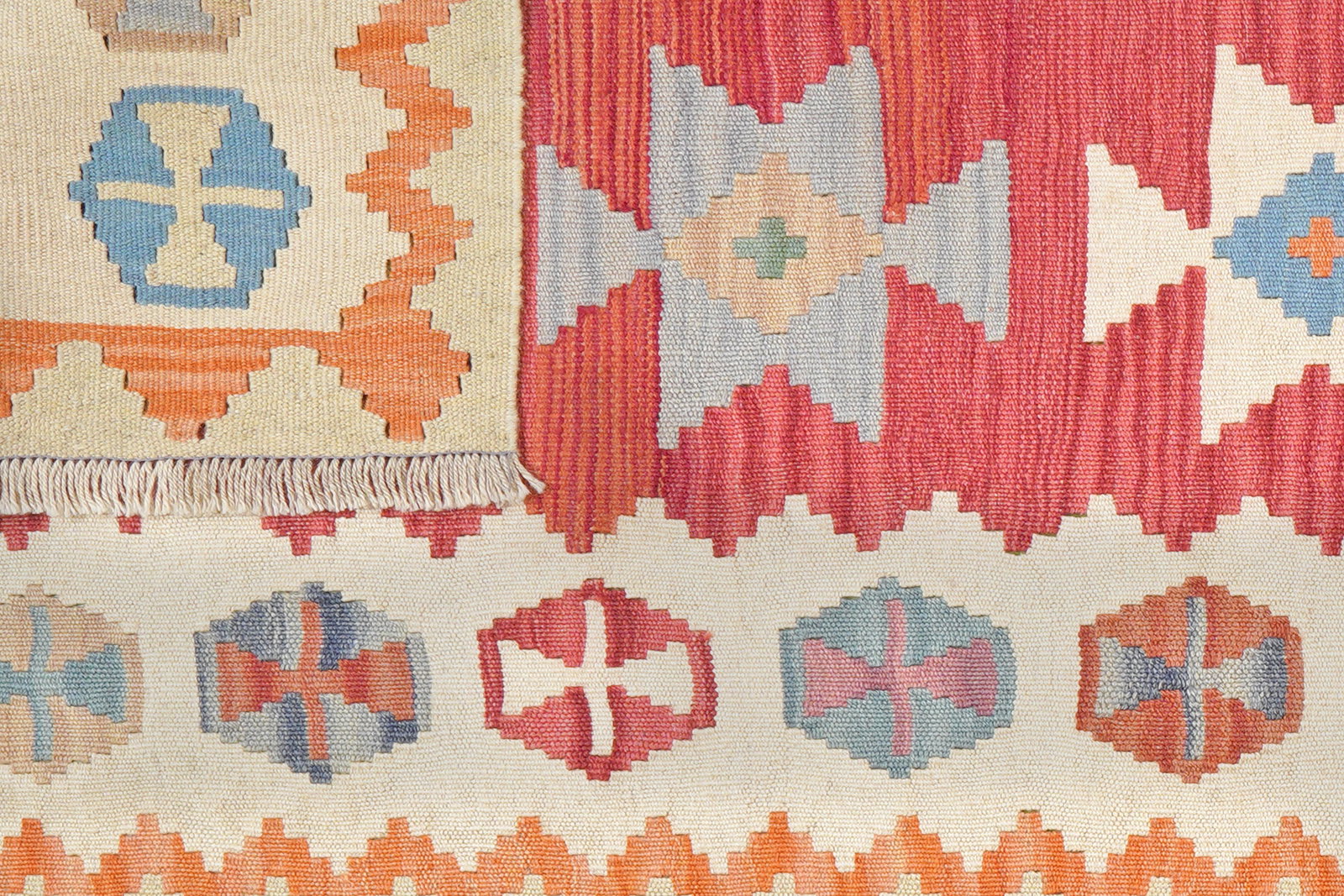 Kelim Gashgai — Handgefertigt, 284x89 cm, Beige, 100% Virgin Wool | View 7