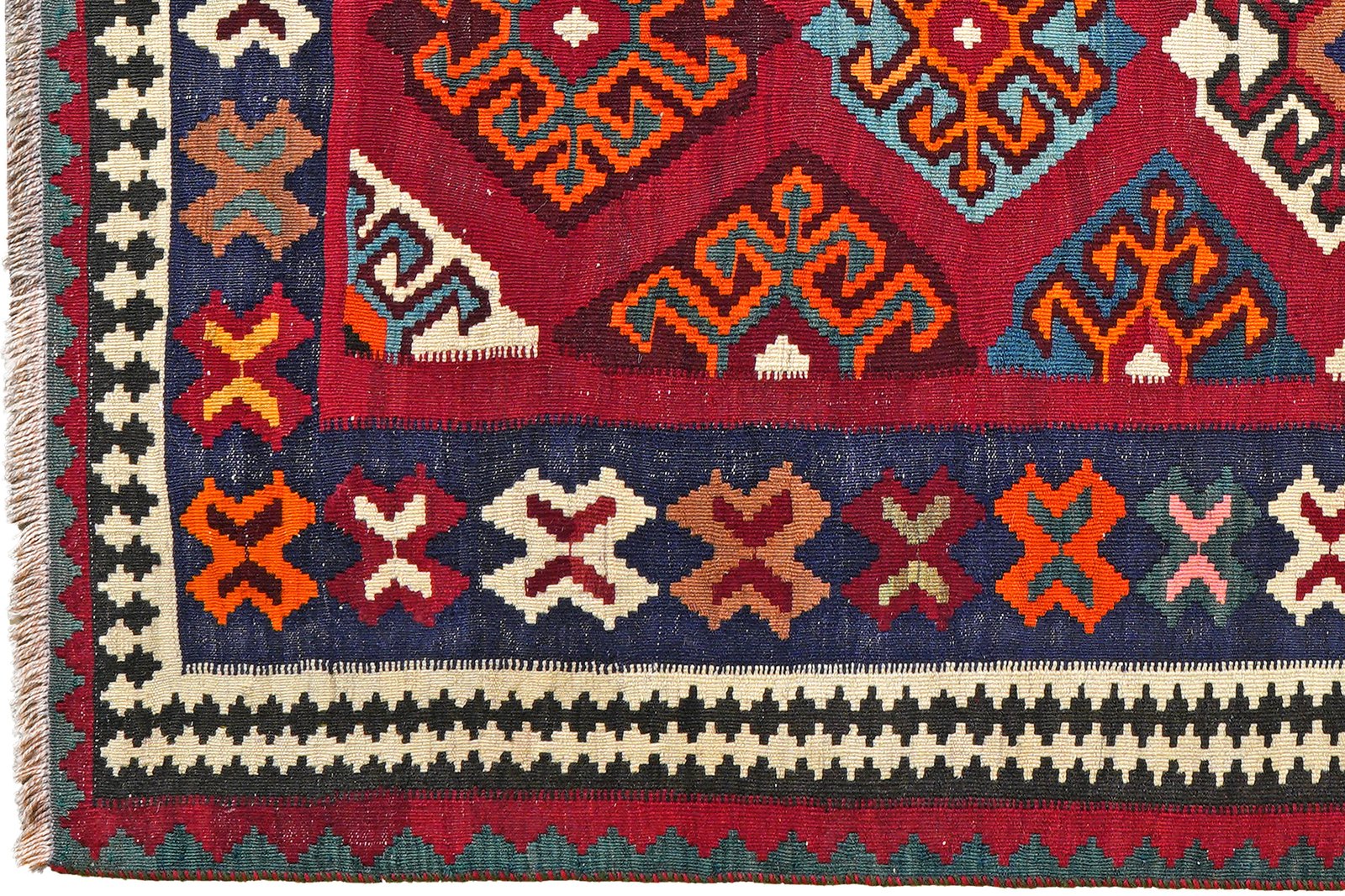 Kelim Gashgai Old — Handmade, 158x172 cm, Red, 100% Virgin Wool | View 3