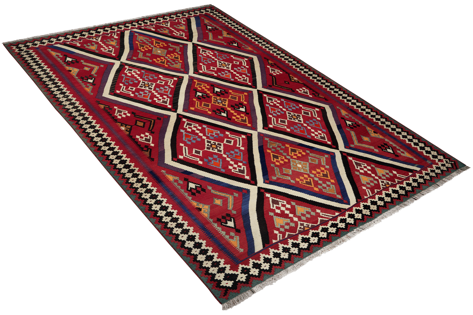 Kelim Gashgai Old — Handmade, 183x260 cm, Red, 100% Virgin Wool | View 4