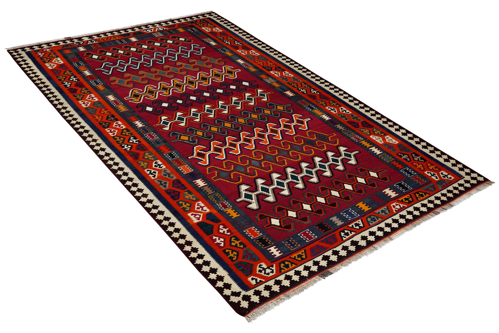 Kelim Gashgai Old — Handmade, 163x254 cm, Red, 100% Virgin Wool | View 4