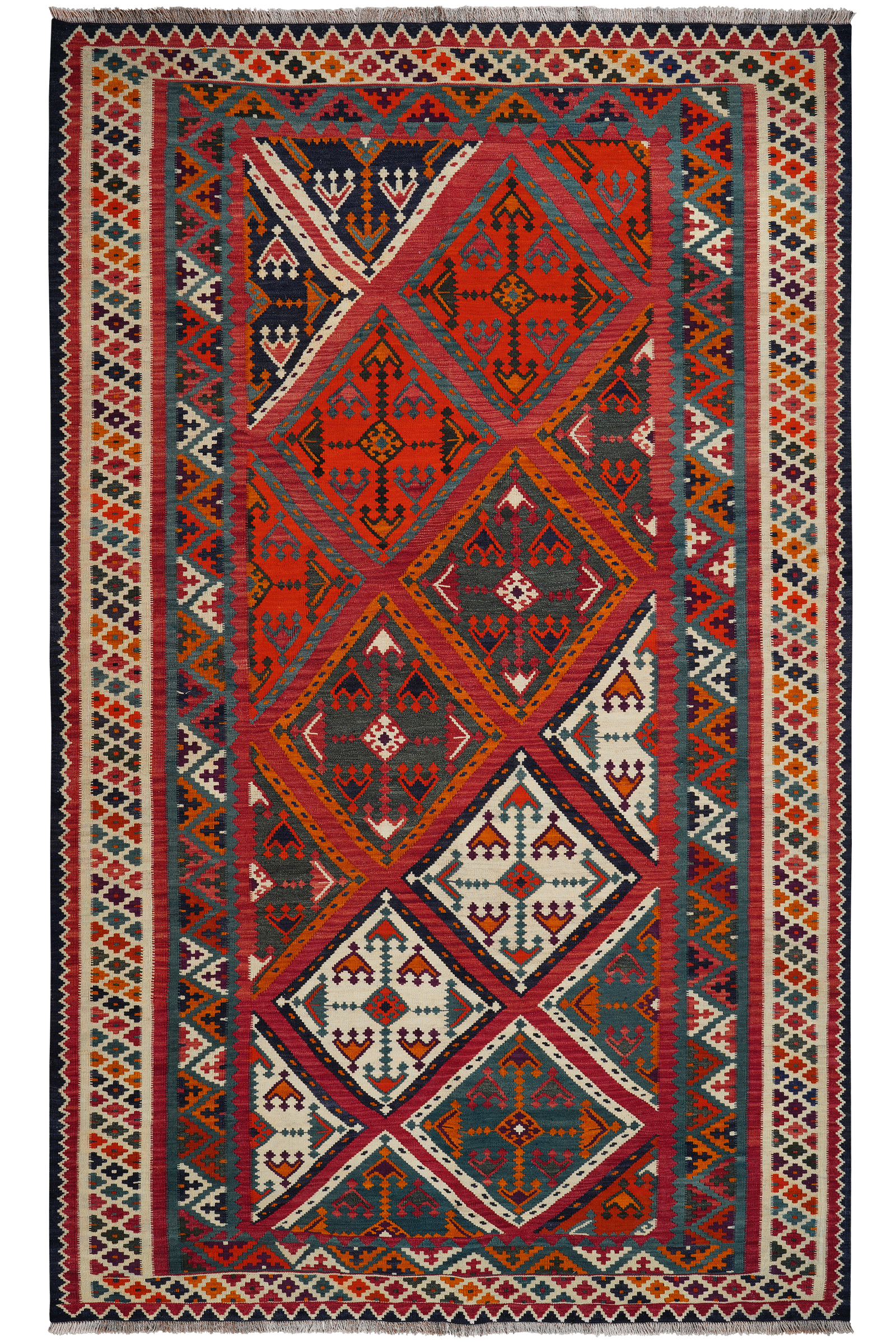 Kelim Gashgai Old — Handgefertigt, 262x158 cm, Beige, 100% Virgin Wool | Main view