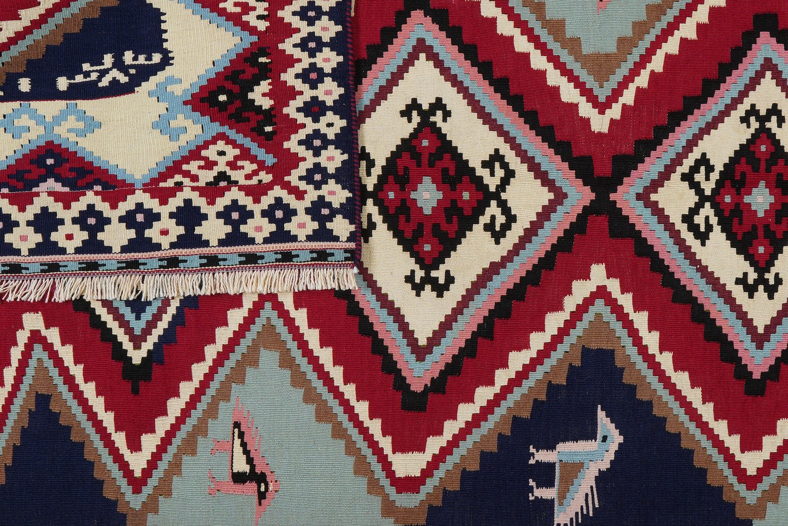Kelim Gashgai Old — Handmade, 149x242 cm, Red, 100% Virgin Wool | View 6