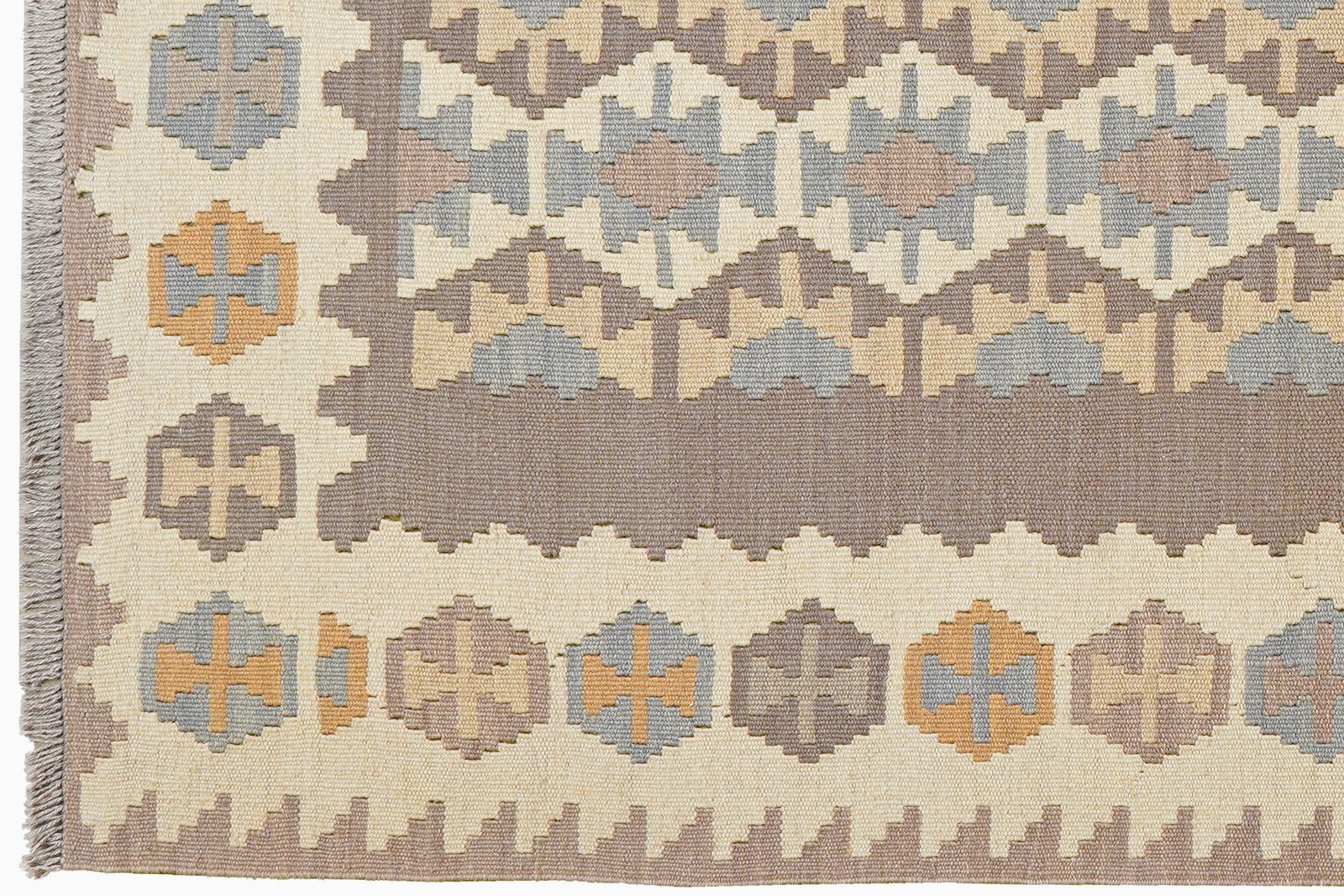 Kelim Gashgai — Handmade, 122x167 cm, Grey, 100% Virgin Wool | View 3