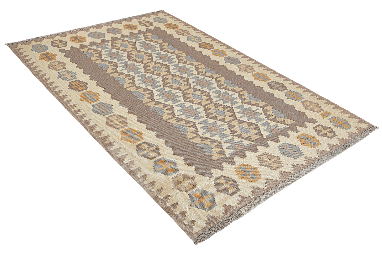 Kelim Gashgai — Handmade, 122x167 cm, Grey, 100% Virgin Wool | View 4