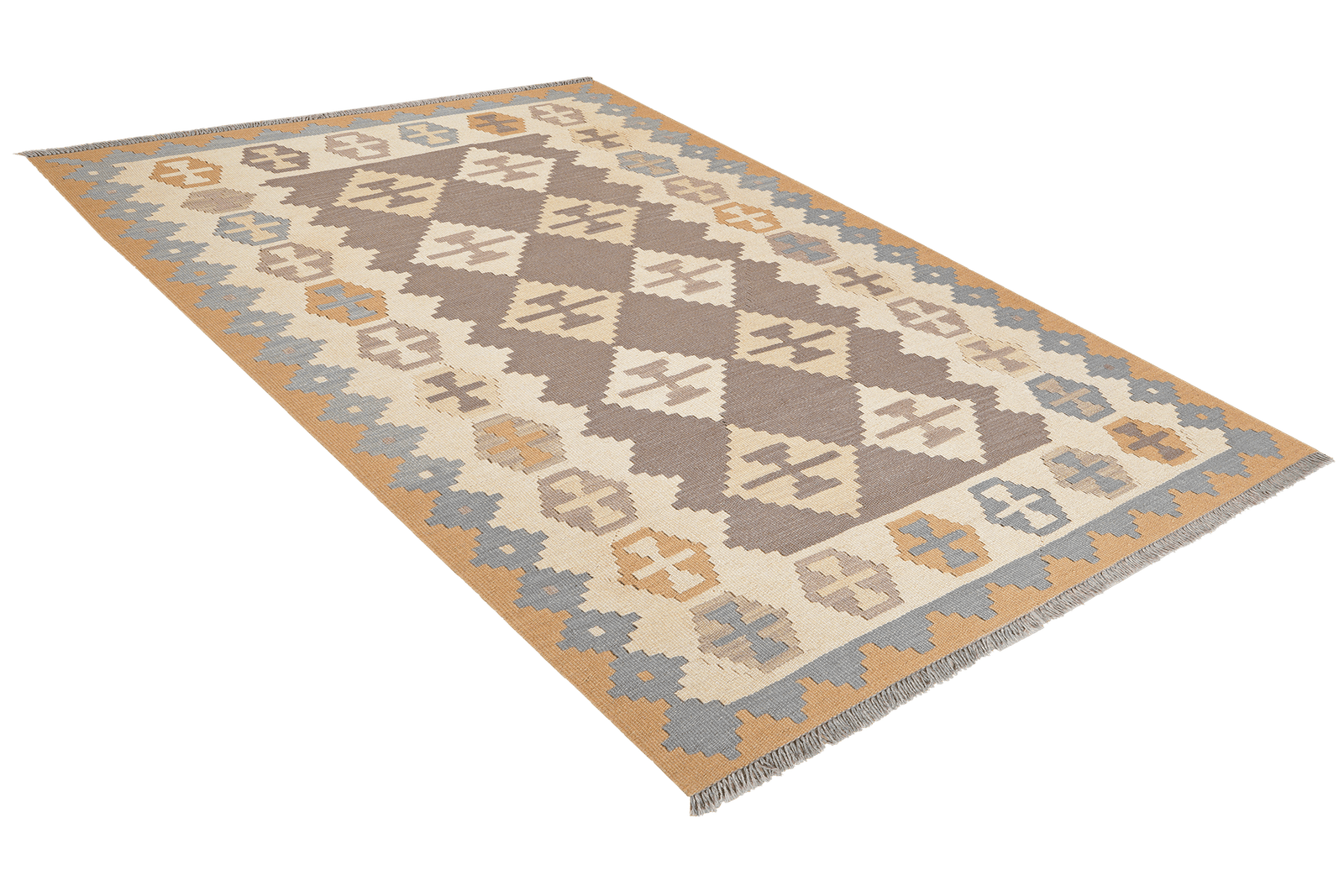 Kelim Gashgai — Handmade, 125x178 cm, Grey, 100% Virgin Wool | View 4
