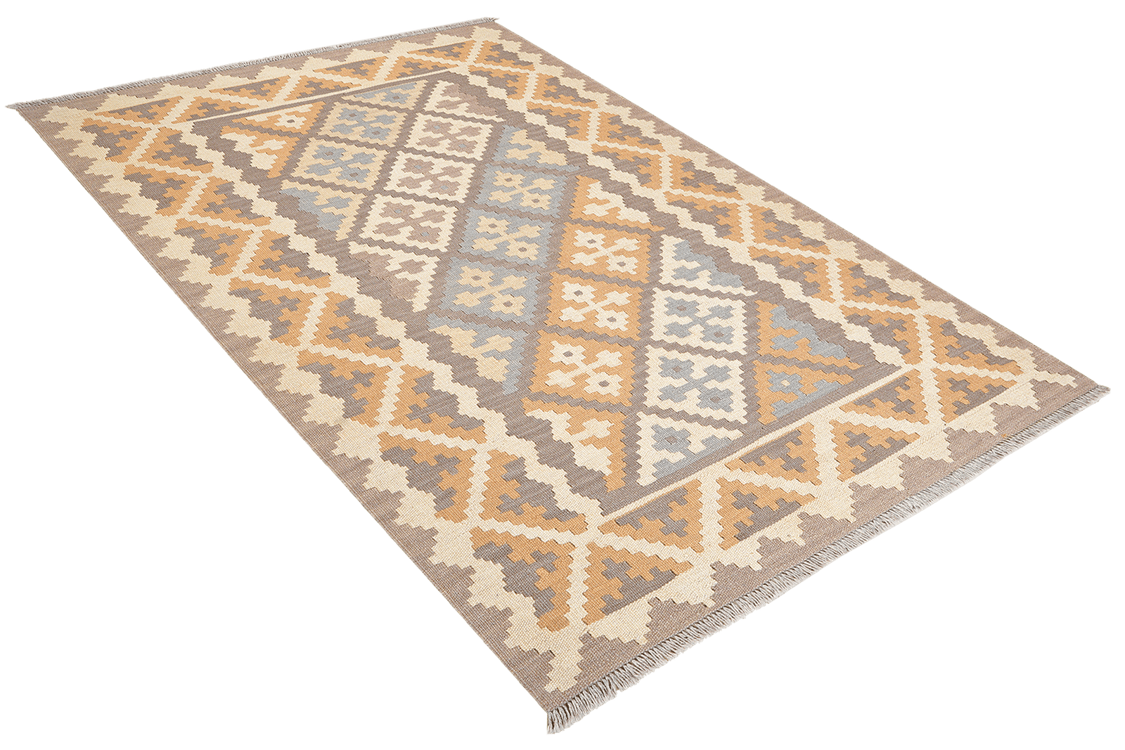 Kelim Gashgai — Handmade, 122x179 cm, Grey, 100% Virgin Wool | View 4