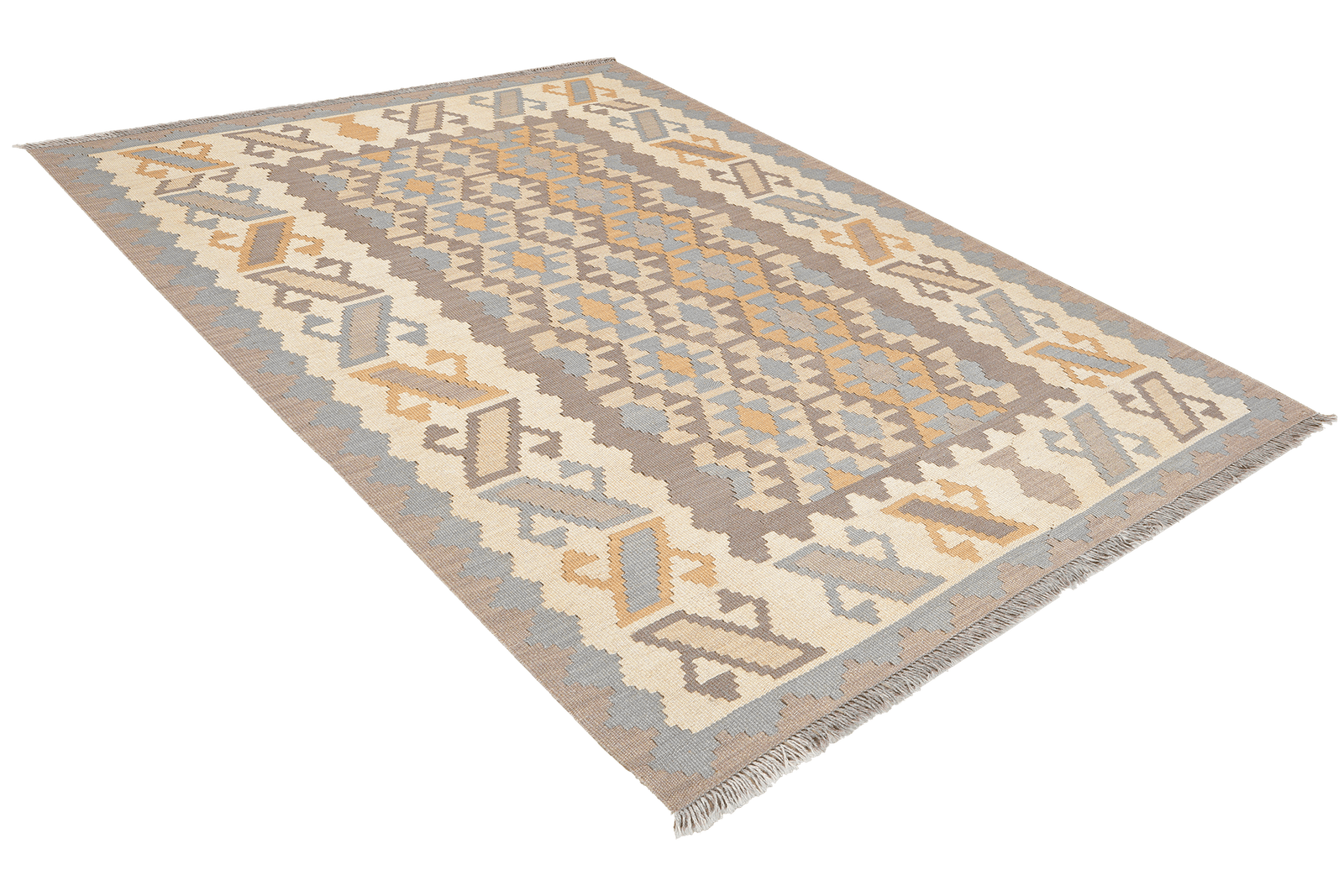 Kelim Gashgai — Handmade, 122x177 cm, Grey, 100% Virgin Wool | View 4